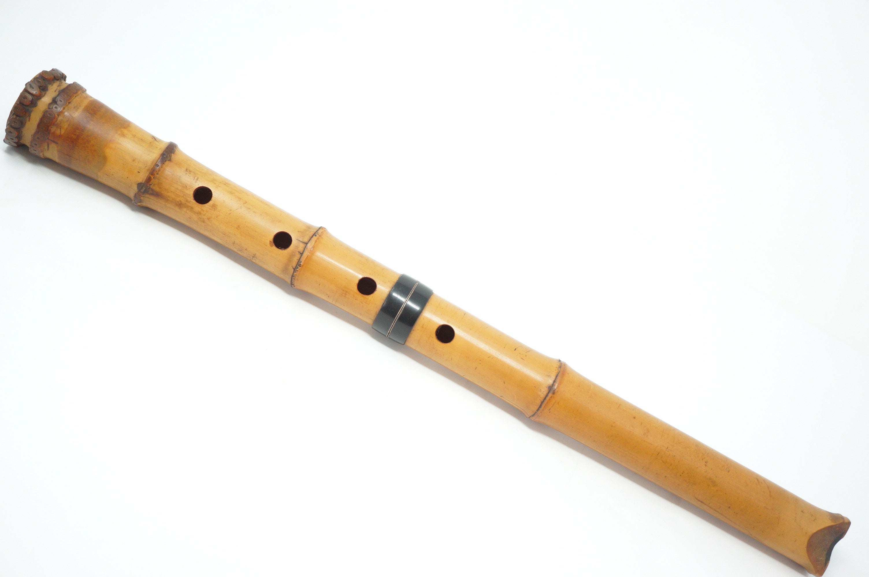 Japanese Shakuhachi Bamboo Flute Signed in Original Bag Vintage from Japan 1208D1