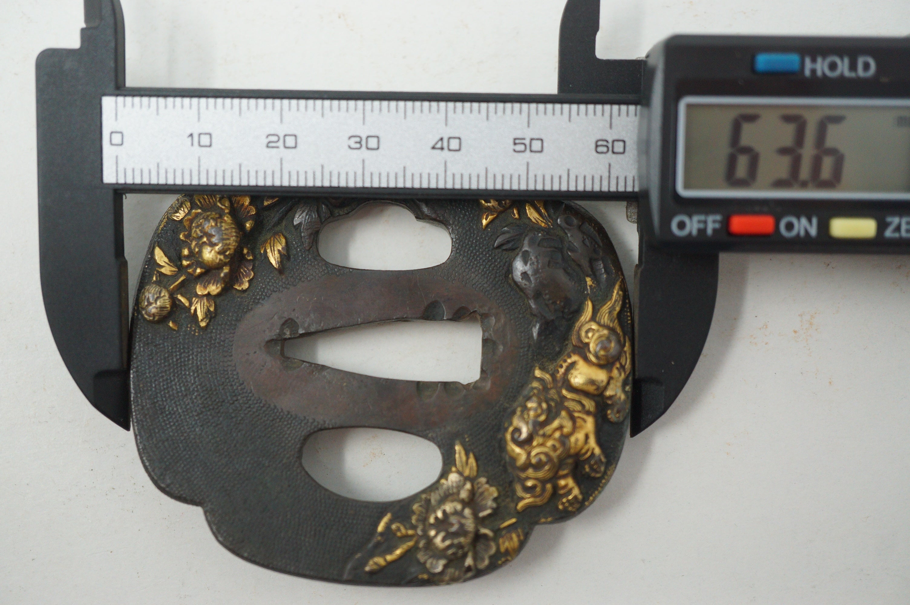 Japanese Copper Tsuba Sword Guard for Wakizashi Swords Original with Shishi Lion-Dog Design 0901F20