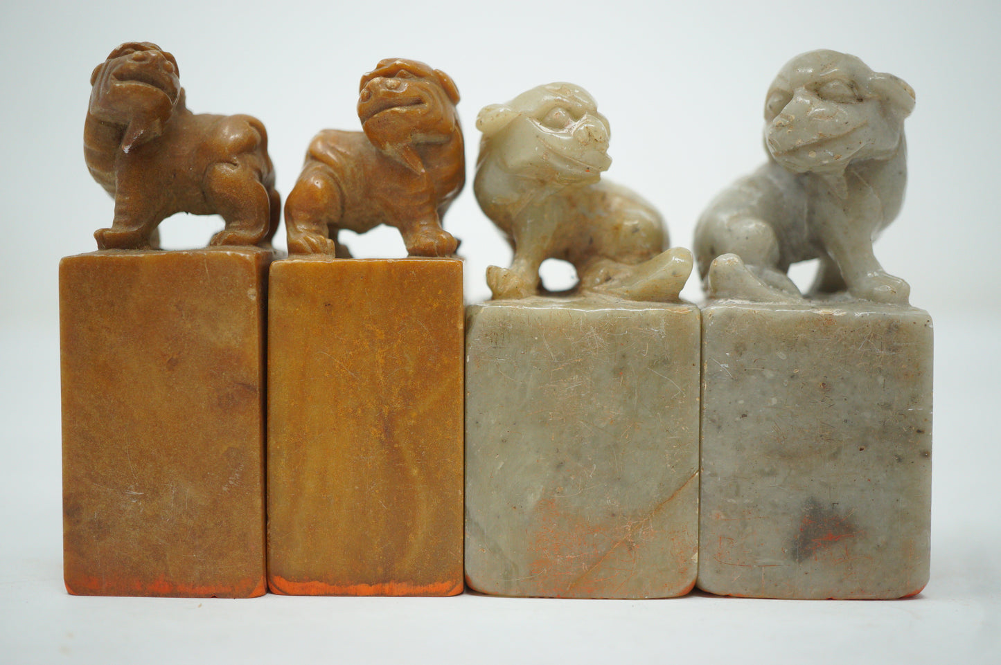 Finely Crafted Hanko Seal Collection made of Soapstone Carved in Shishiki Lion-Dog Design 0204F20