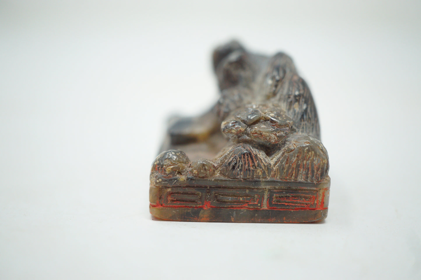 Finely Crafted Hanko Seal made of Soapstone Carved in Mini Landscape Design 0204F21