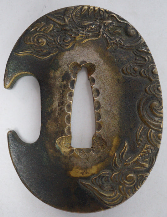 Japanese Dragon-Designed Tsuba Guard for Katana or Wakizashi Sword from Japan 0228E21