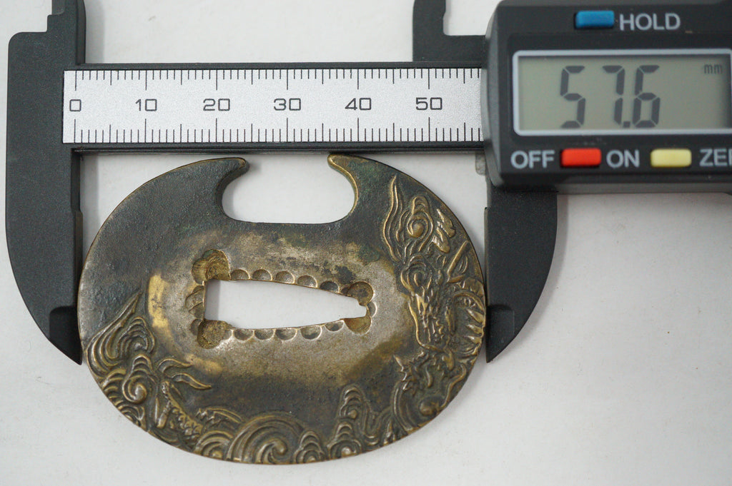 Japanese Dragon-Designed Tsuba Guard for Katana or Wakizashi Sword from Japan 0228E21