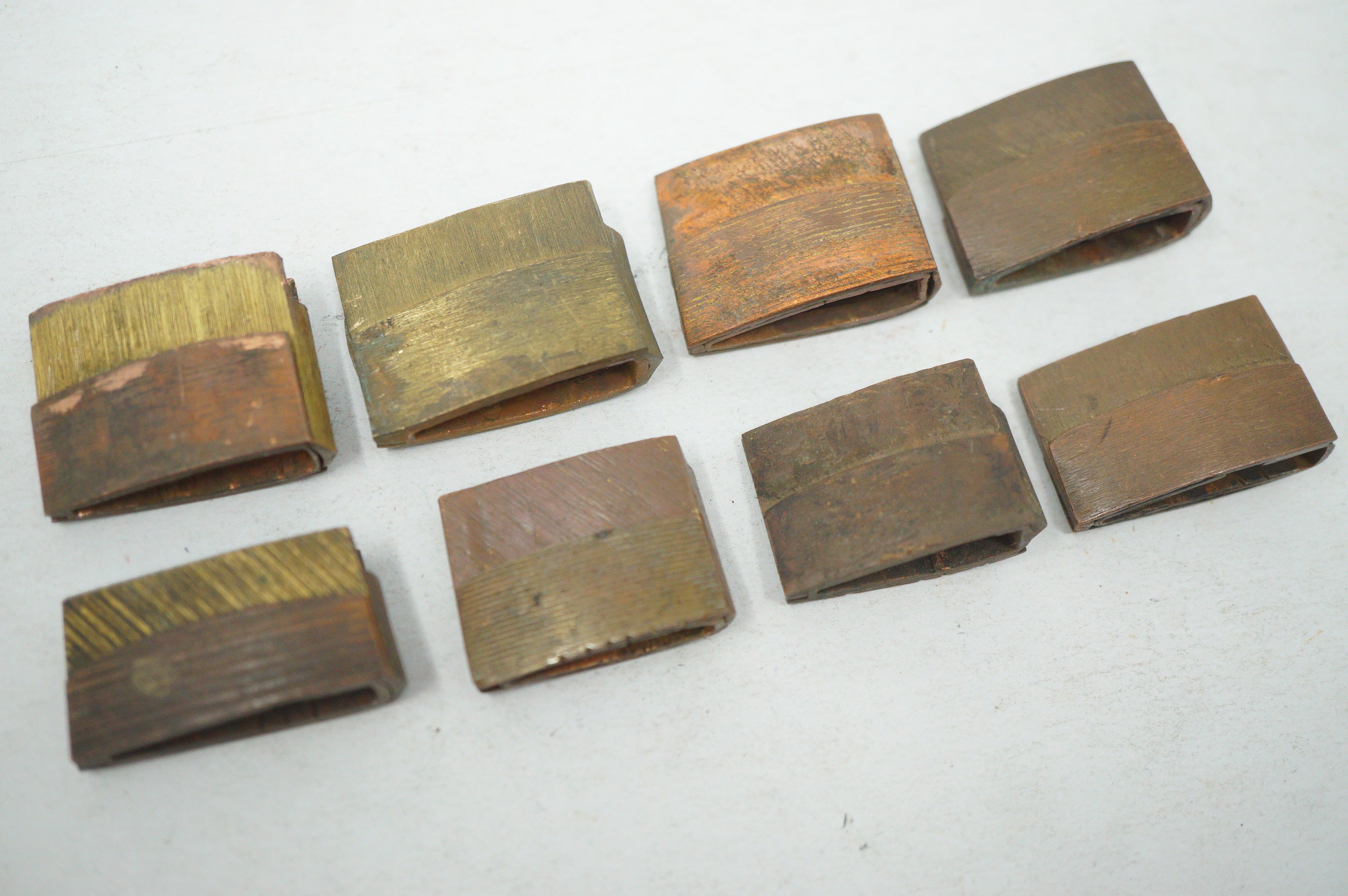 Antique Japanese Niju Habaki Double Tier Copper Collar Fittings 8pc 0623G23