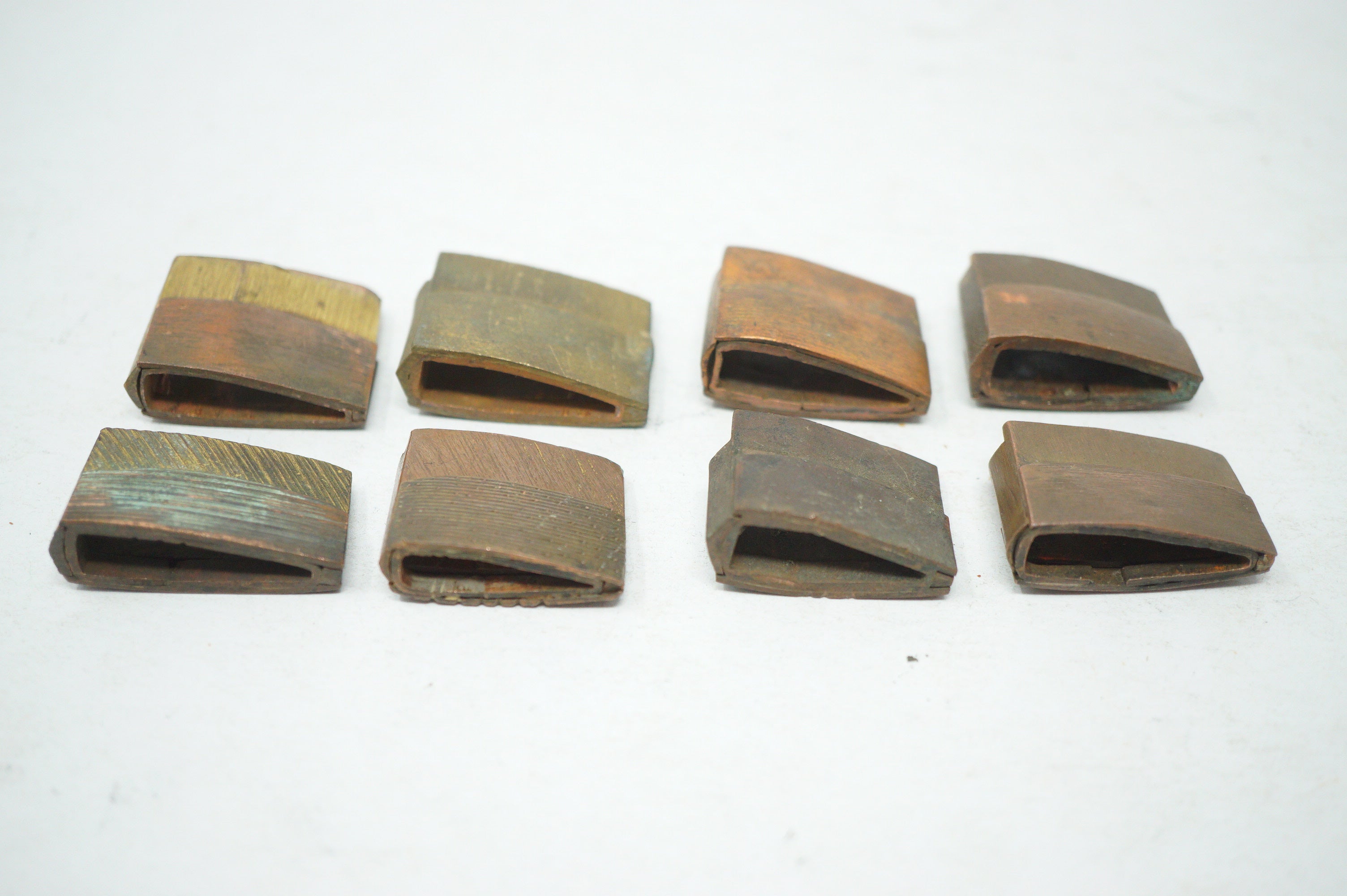 Antique Japanese Niju Habaki Double Tier Copper Collar Fittings 8pc 0623G23