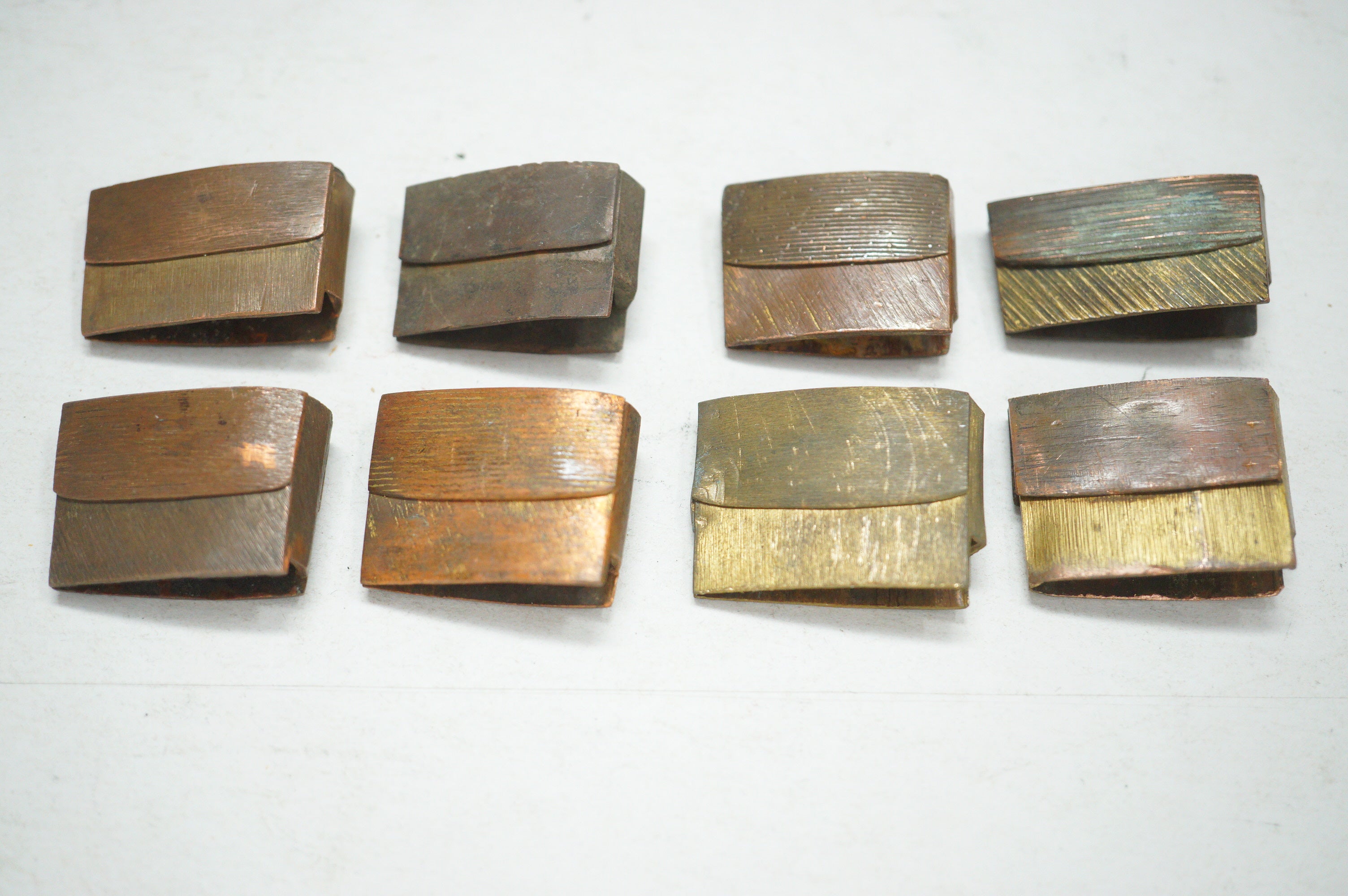 Antique Japanese Niju Habaki Double Tier Copper Collar Fittings 8pc 0623G23
