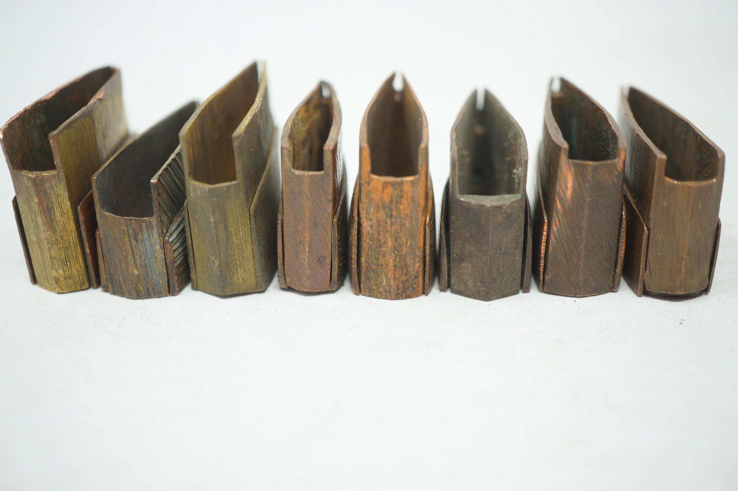 Antique Japanese Niju Habaki Double Tier Copper Collar Fittings 8pc 0623G23