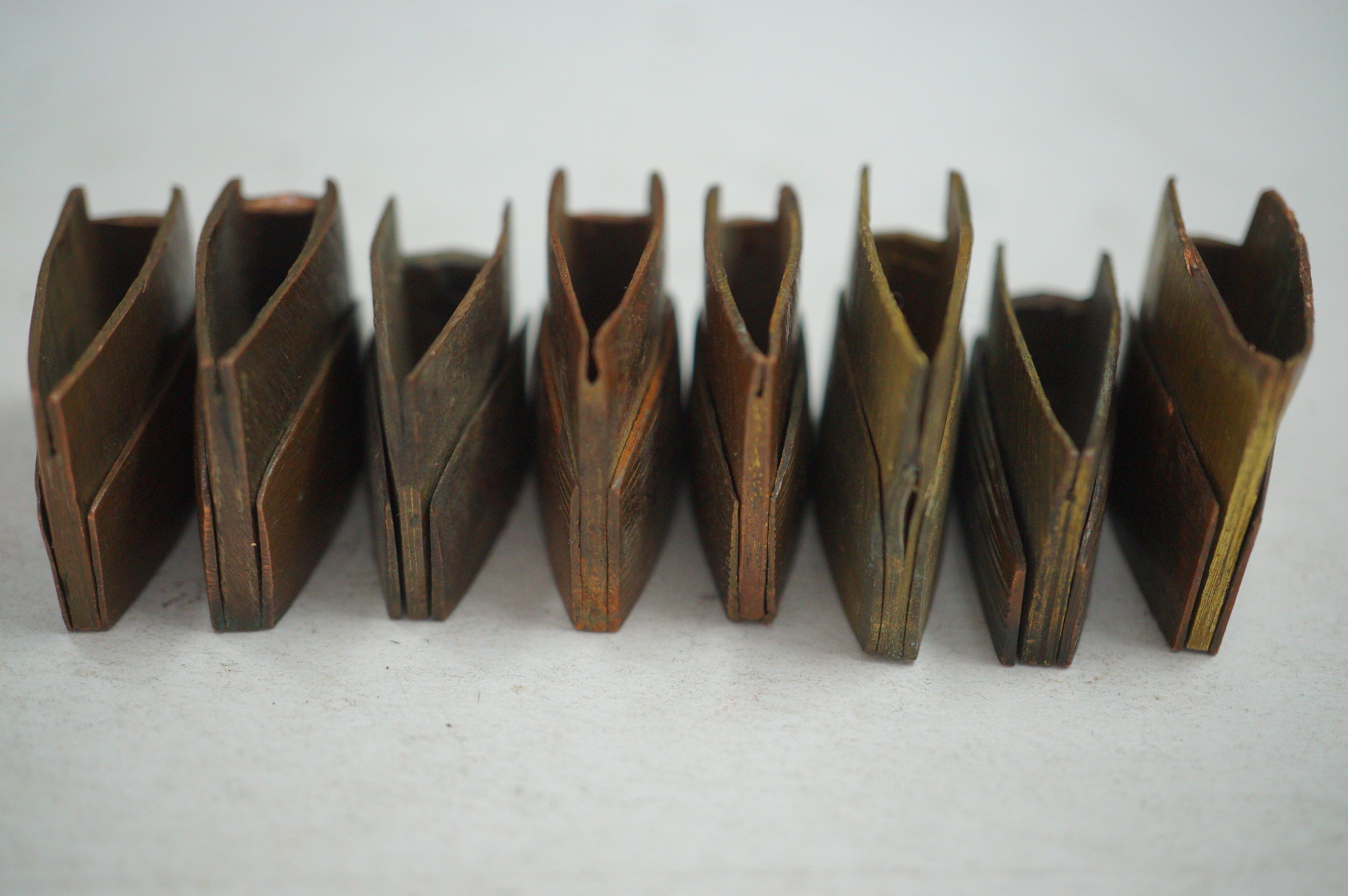 Antique Japanese Niju Habaki Double Tier Copper Collar Fittings 8pc 0623G23