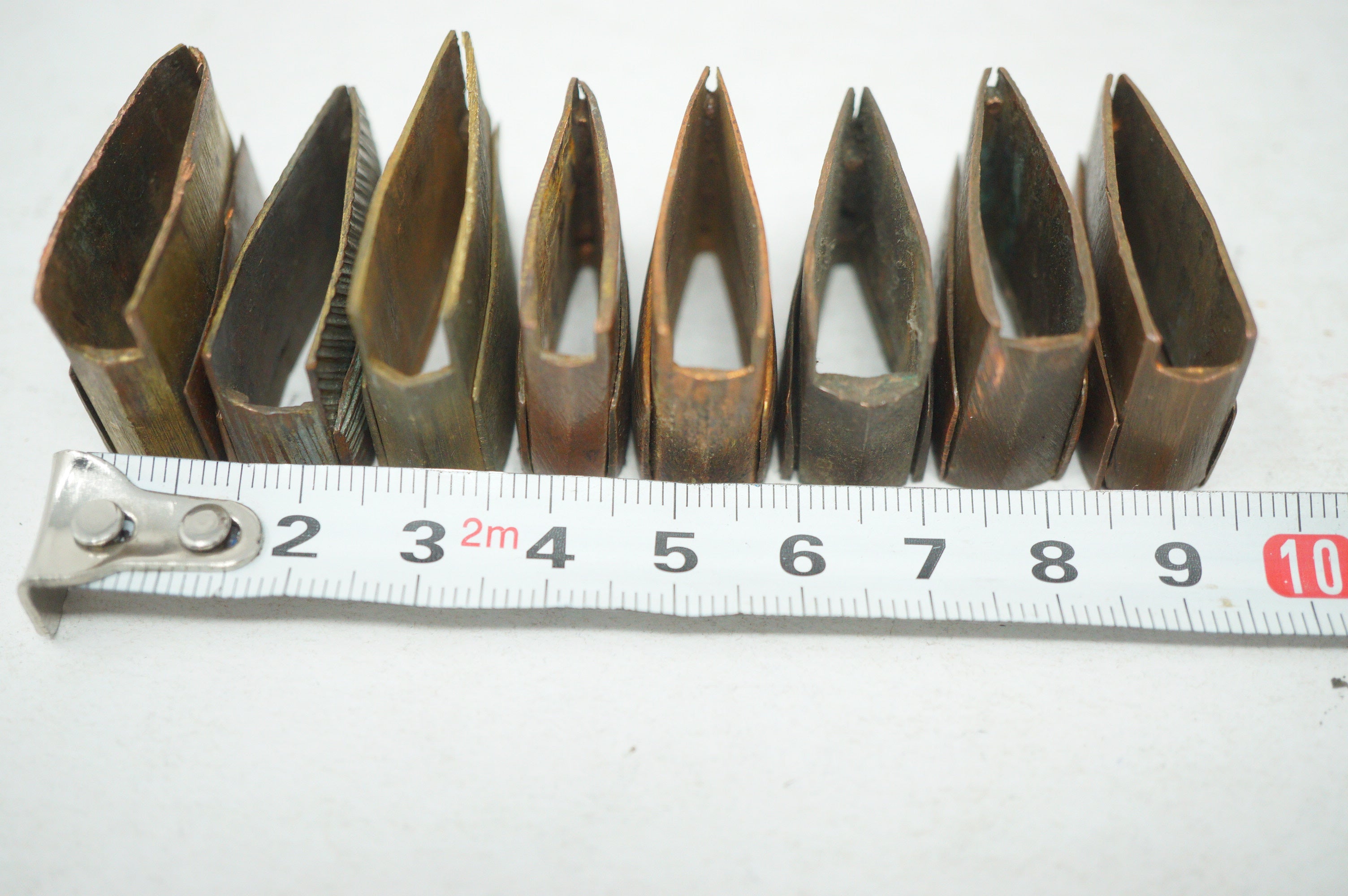 Antique Japanese Niju Habaki Double Tier Copper Collar Fittings 8pc 0623G23