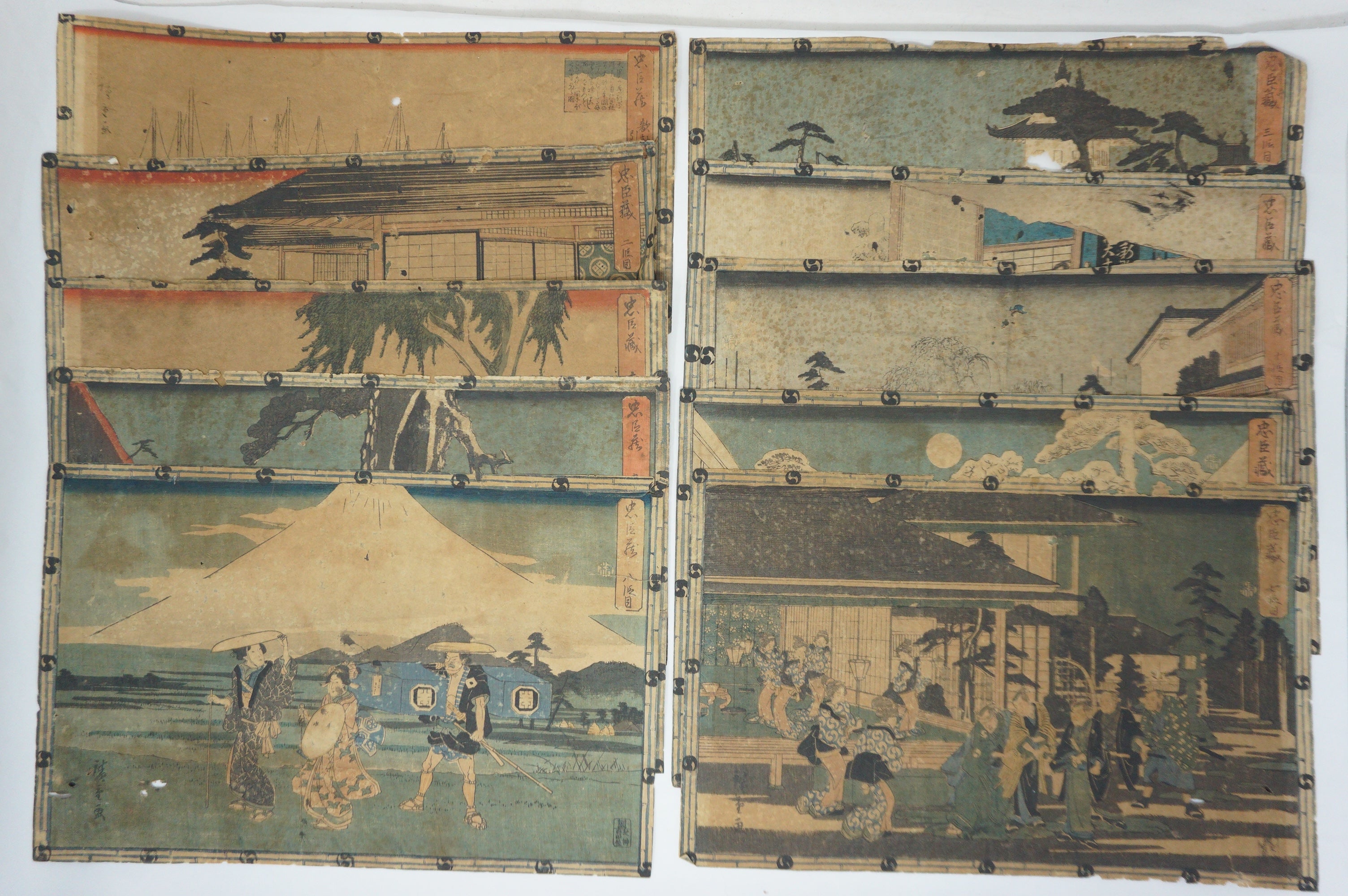 Japanische Holzschnitt-Sammlung x10 Original von Utagawa Hiroshige II aus Japan 0123F23