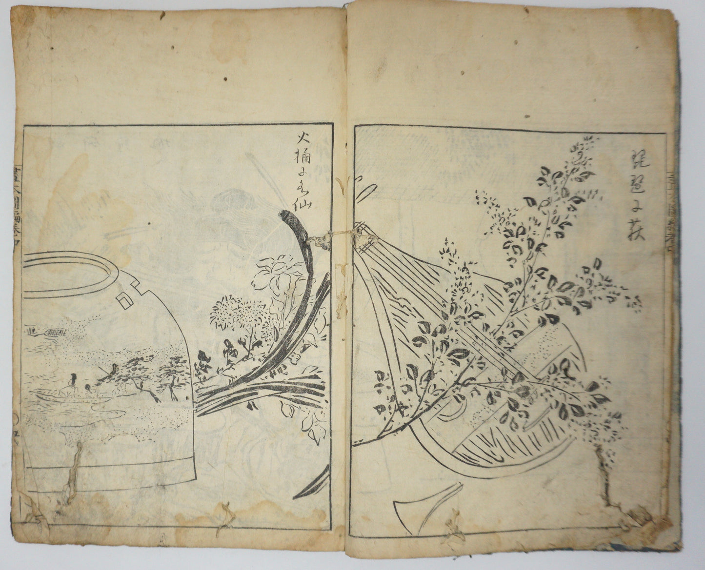 Antique Illustrated Book Set with 60 detailed Images Meiji Era Original by Ichicho Ei 0822D23