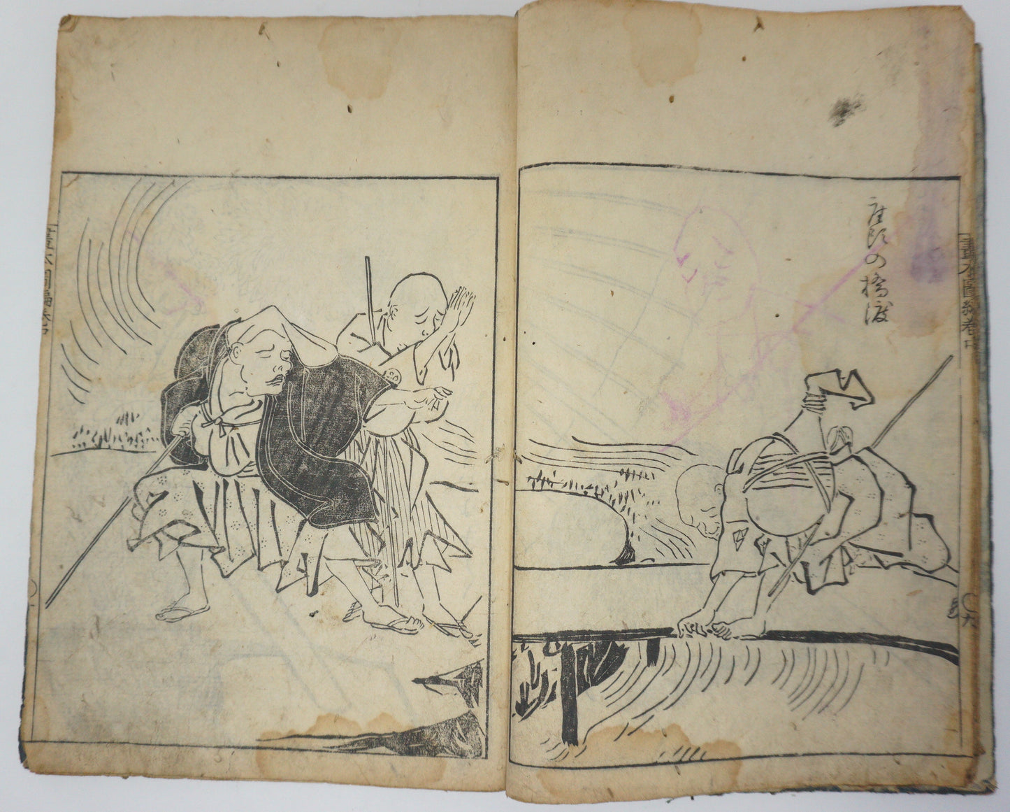 Antique Illustrated Book Set with 60 detailed Images Meiji Era Original by Ichicho Ei 0822D23