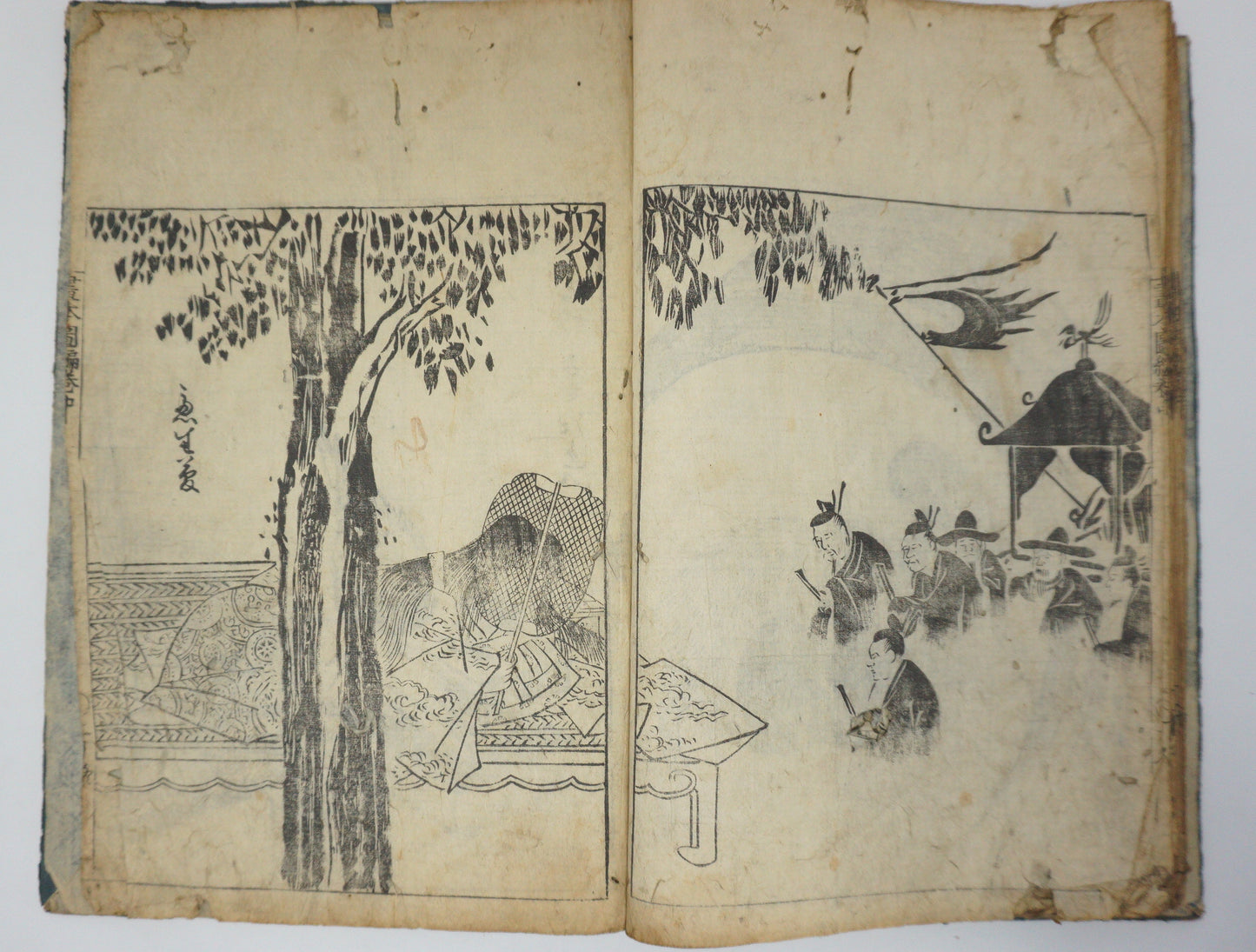 Antique Illustrated Book Set with 60 detailed Images Meiji Era Original by Ichicho Ei 0822D23