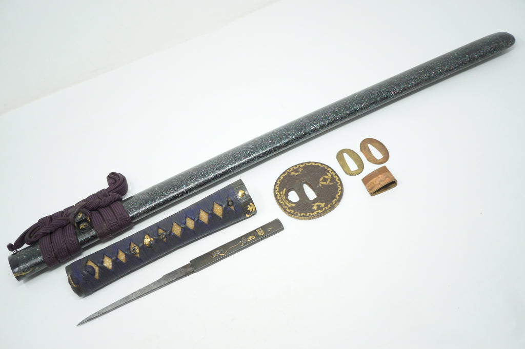 Japanese Wakizashi Sword Antique Original Saya Tsuka Tsuba Kozuka from Japan 0428F24