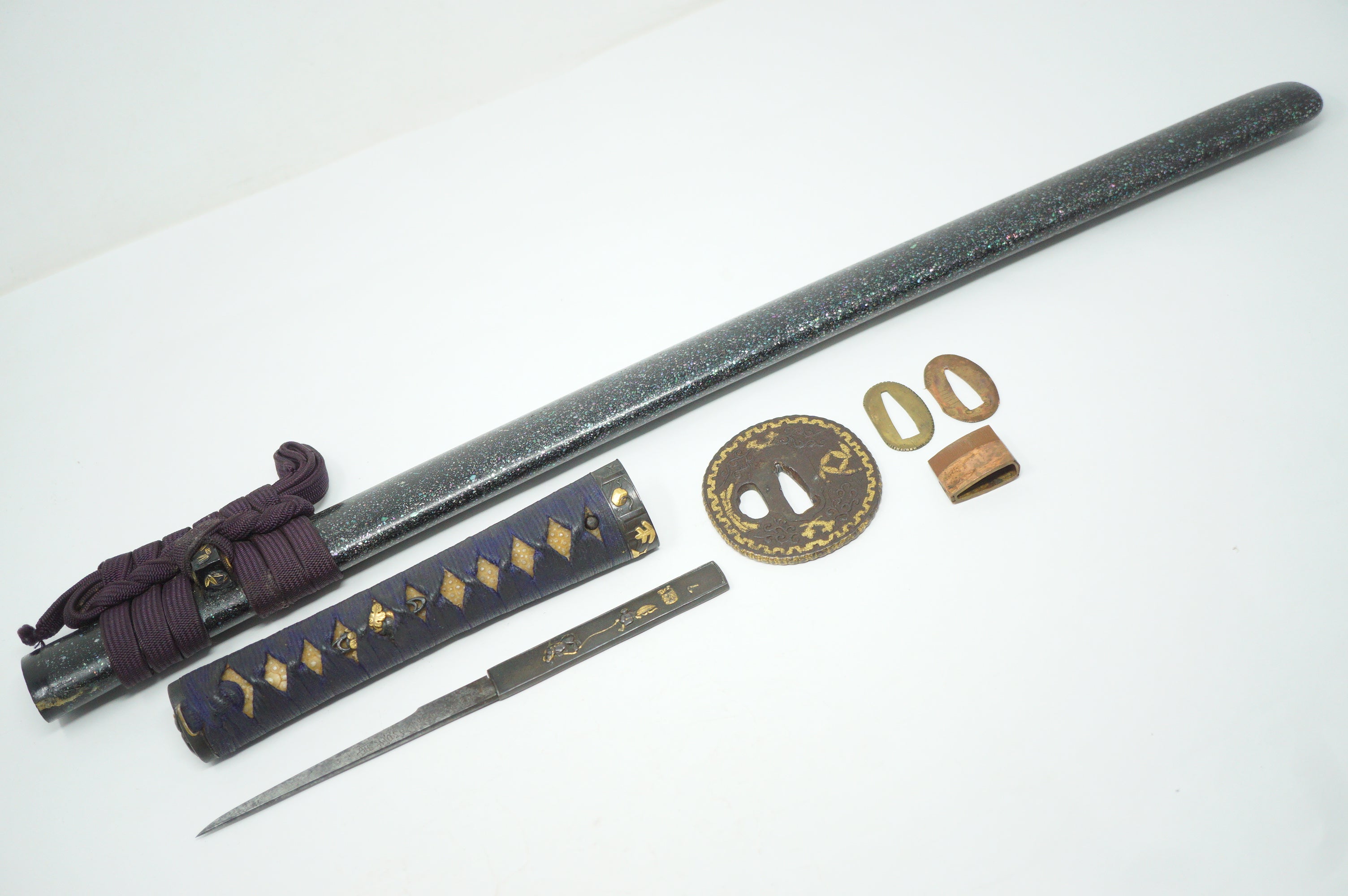 Japanese Wakizashi Sword Antique Original Saya Tsuka Tsuba Kozuka from Japan 0428F24