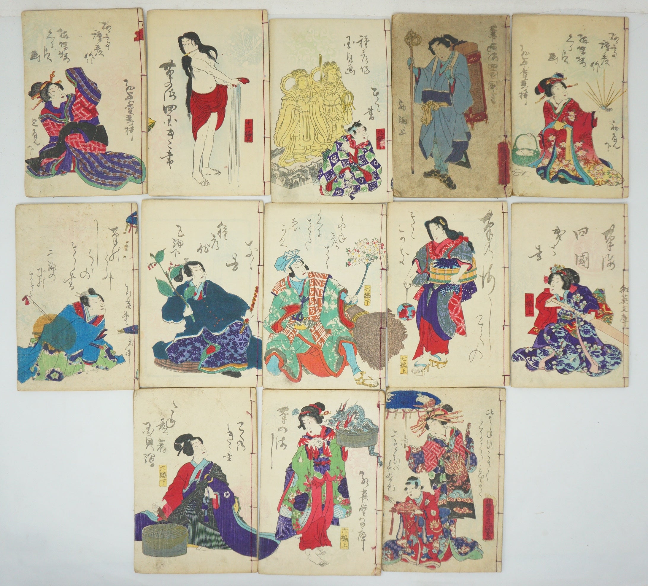 Japanische Manga-Sammlung x26 mit detaillierten Holzschnittbildern in gutem Zustand aus Japan 1007E23