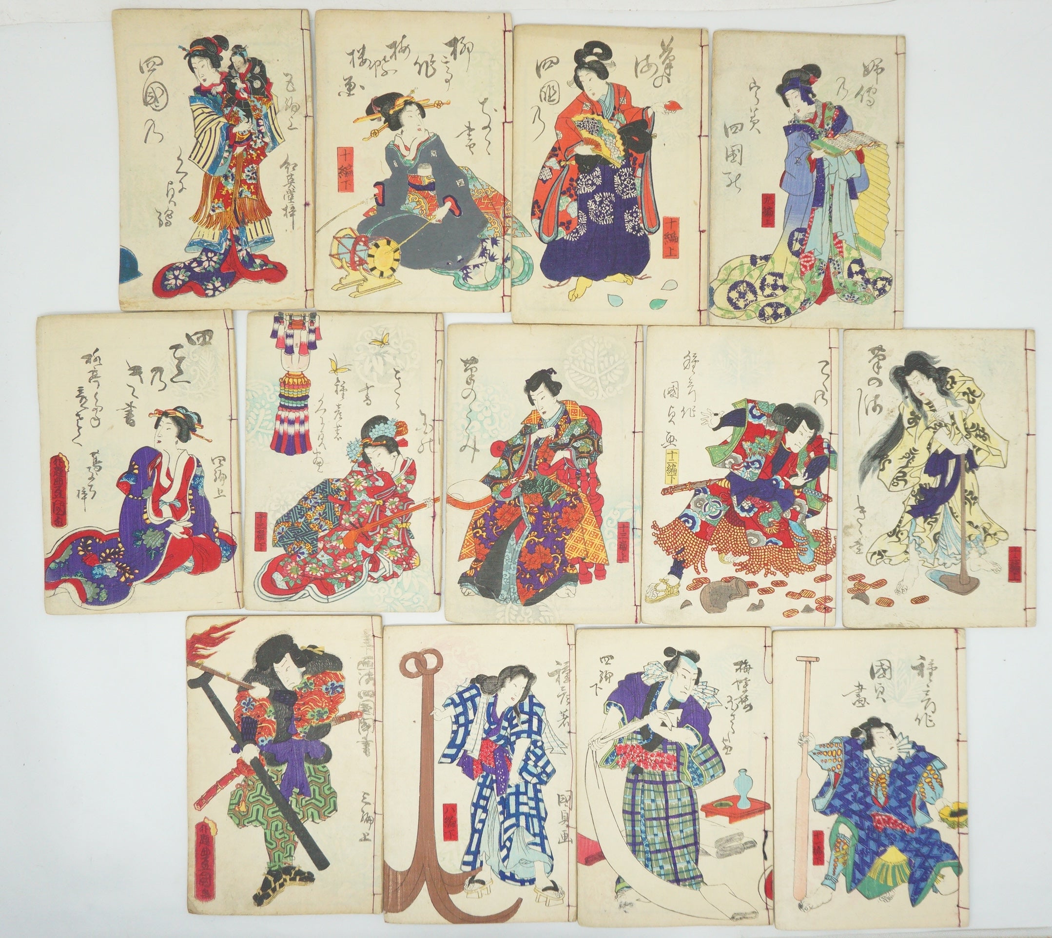 Japanische Manga-Sammlung x26 mit detaillierten Holzschnittbildern in gutem Zustand aus Japan 1007E23