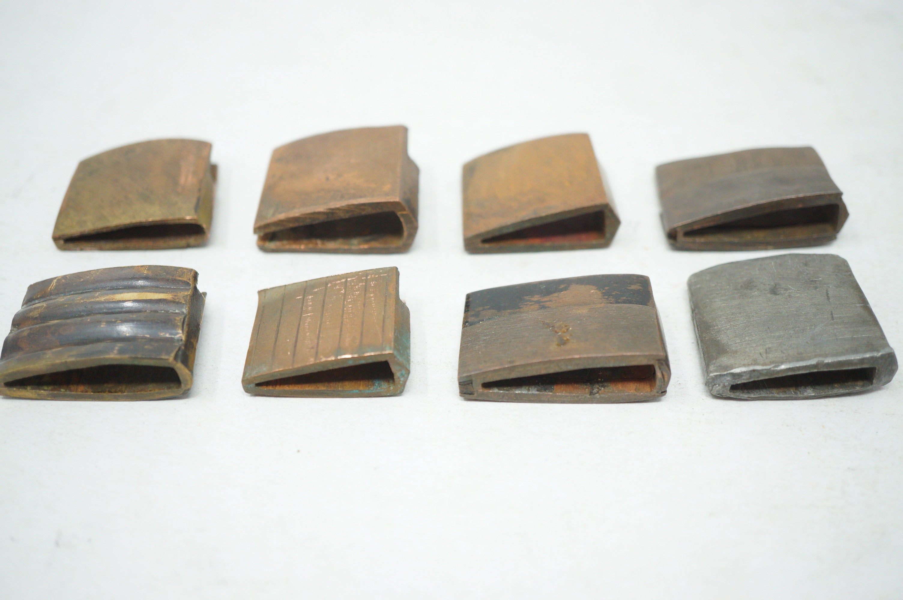 Lot of 8 Antique Japanese Habaki Mixed Styles Copper Alloy Collar Fittings 0623G24