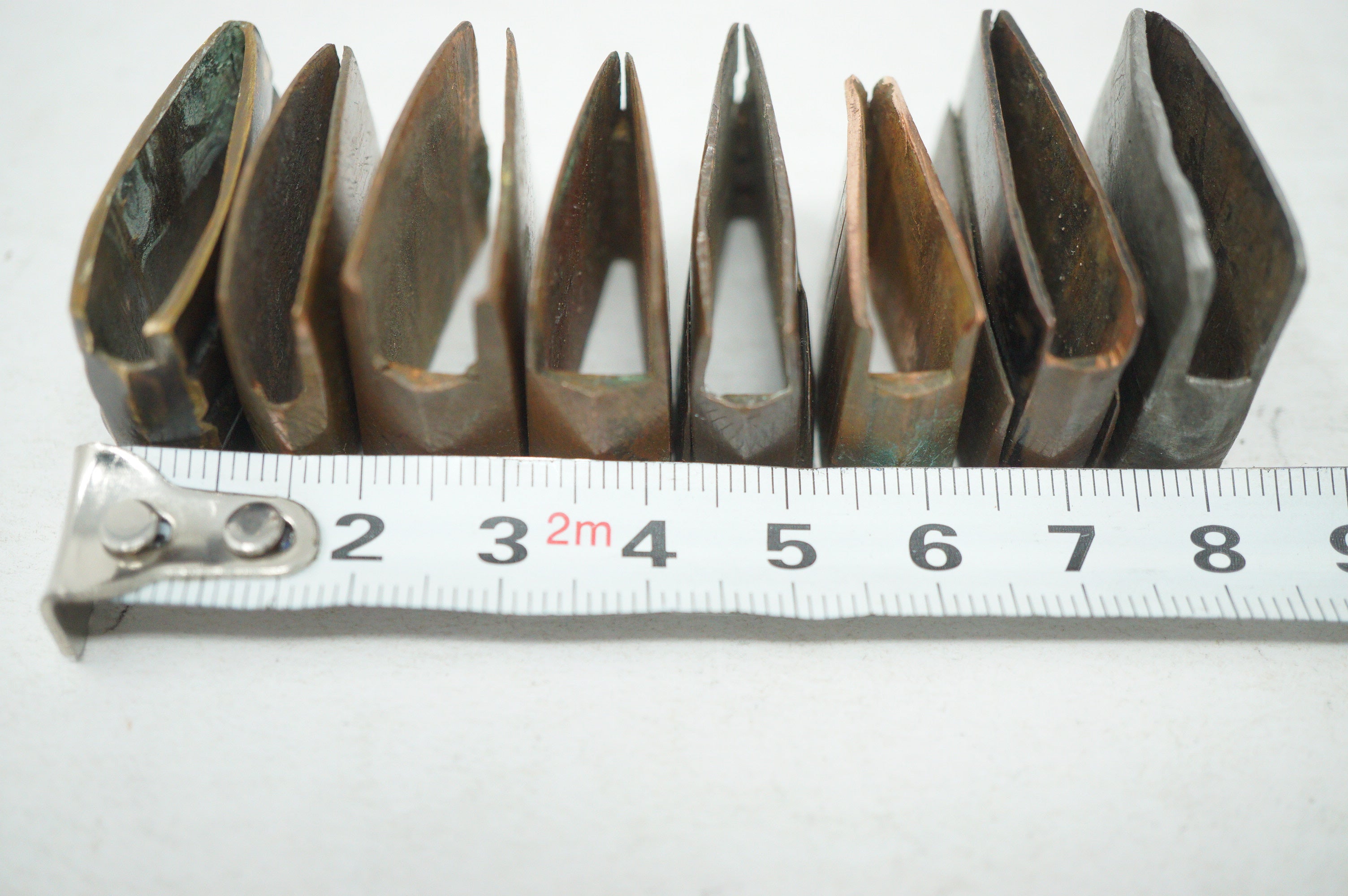 Lot of 8 Antique Japanese Habaki Mixed Styles Copper Alloy Collar Fittings 0623G24