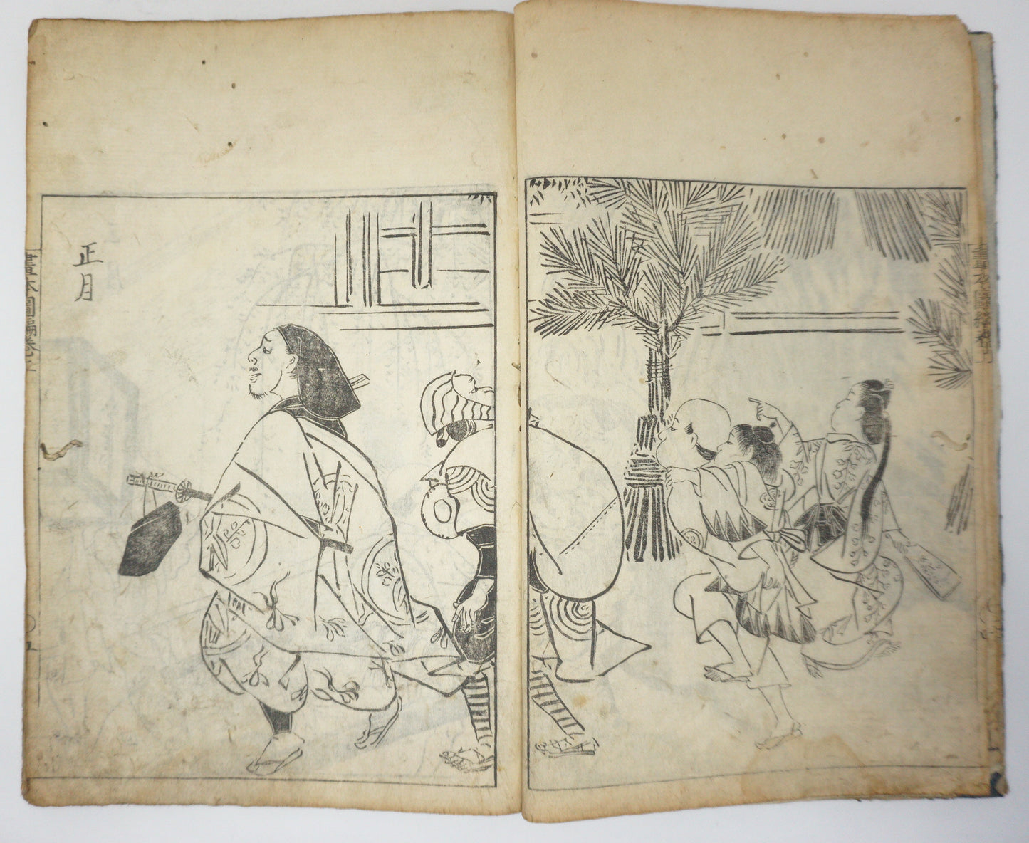 Antique Illustrated Book Set with 60 detailed Images Meiji Era Original by Ichicho Ei 0822D23