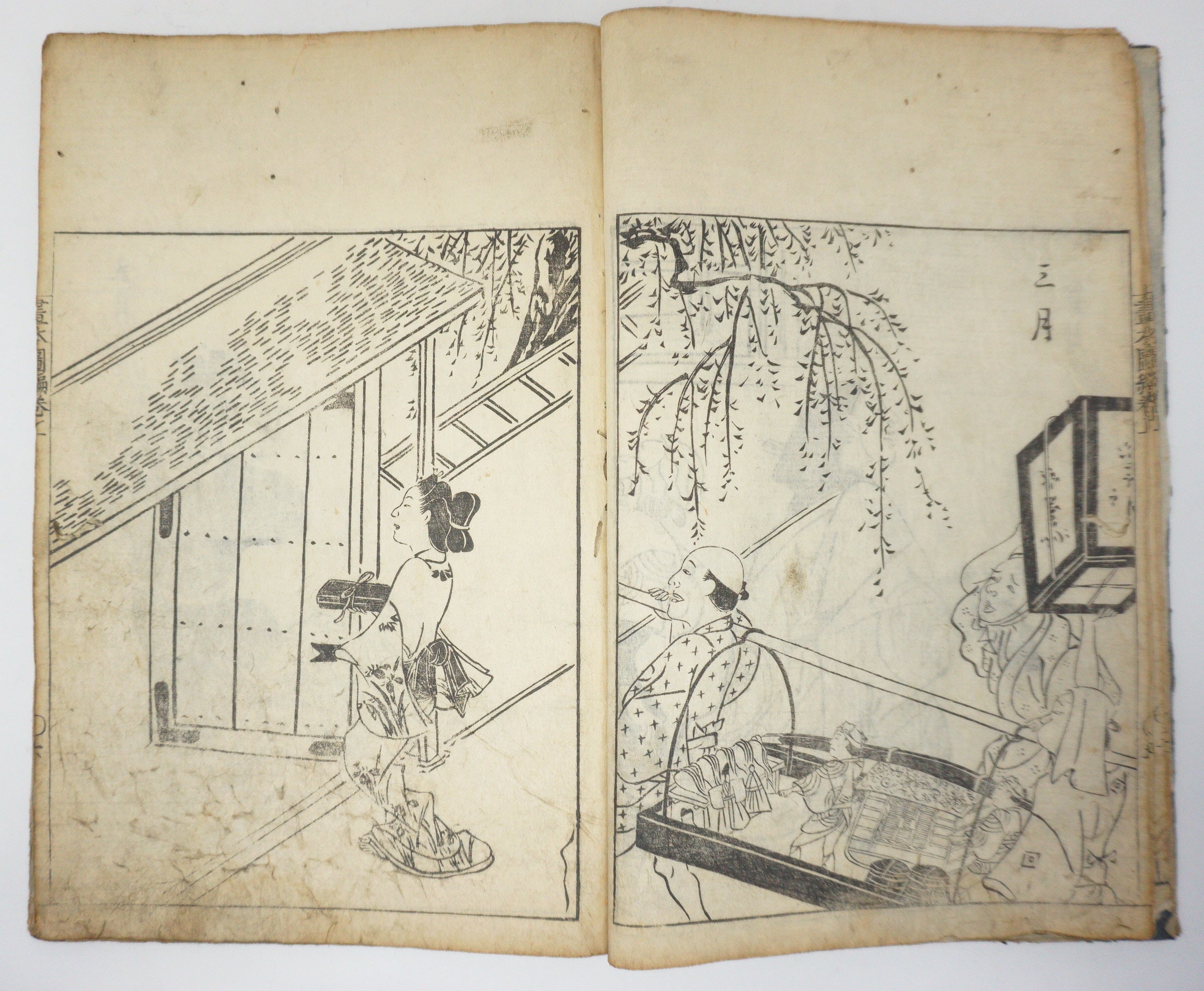 Antique Illustrated Book Set with 60 detailed Images Meiji Era Original by Ichicho Ei 0822D23