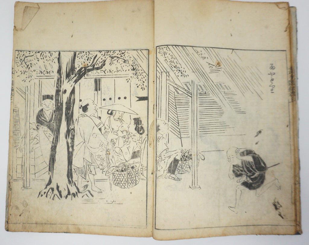 Antique Illustrated Book Set with 60 detailed Images Meiji Era Original by Ichicho Ei 0822D23