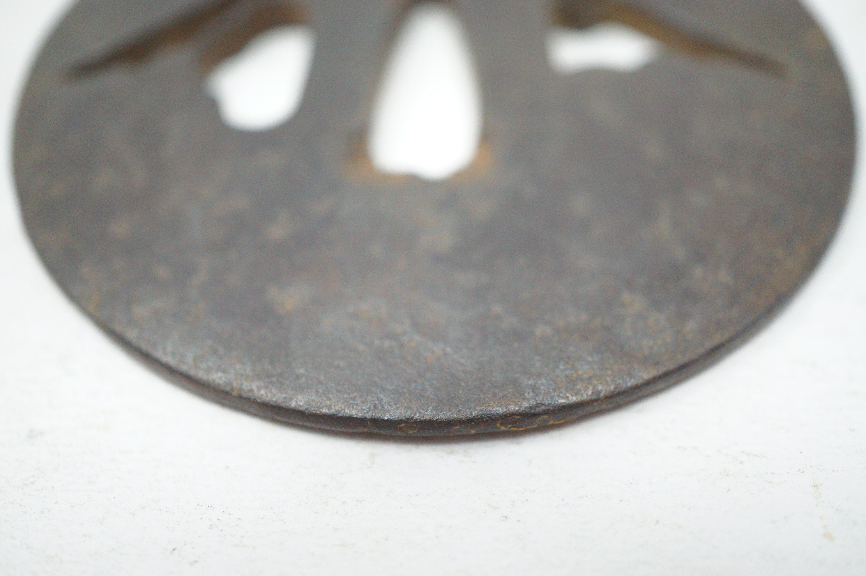 Authentic Iron Sukashi Tsuba Sword Guard Mount Fuji & Moon Landscape Motif Signed 0703G25