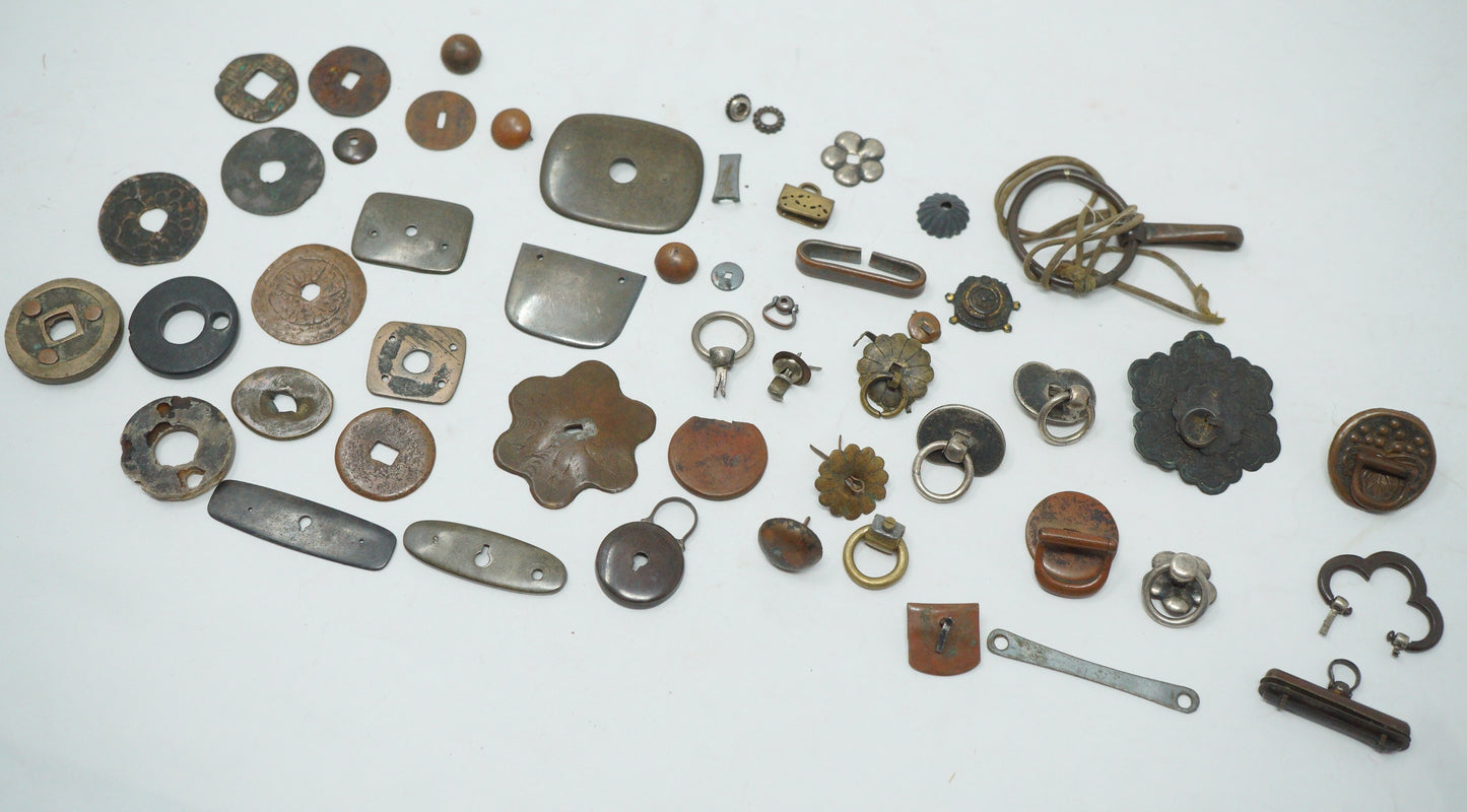 Japanese Maekanagu & Small Components Collection Approx. 50 single parts Antique Originals 0204F25