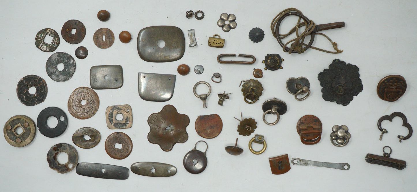 Japanese Maekanagu & Small Components Collection Approx. 50 single parts Antique Originals 0204F25