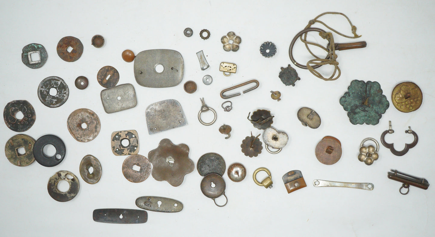 Japanese Maekanagu & Small Components Collection Approx. 50 single parts Antique Originals 0204F25