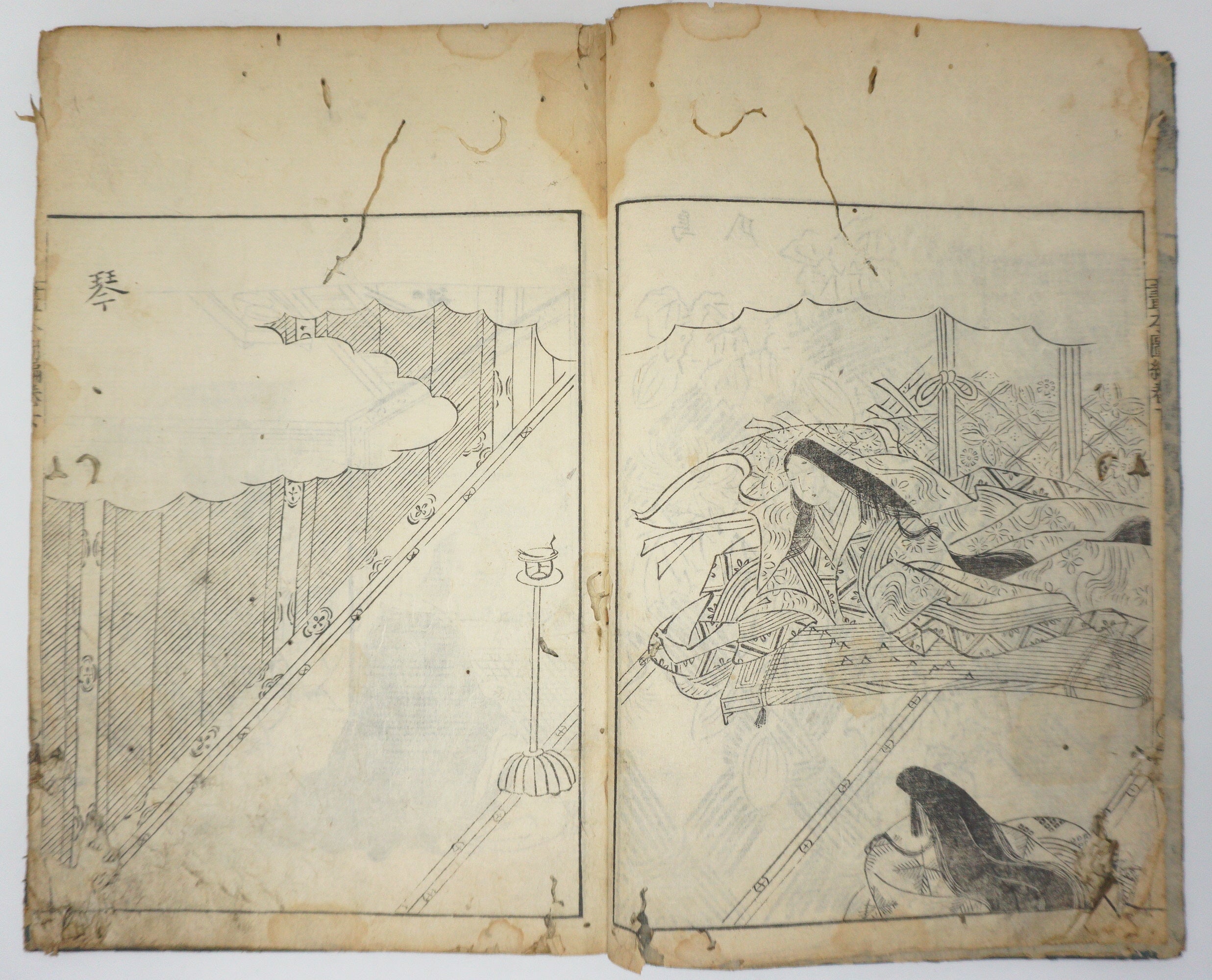 Antique Illustrated Book Set with 60 detailed Images Meiji Era Original by Ichicho Ei 0822D23