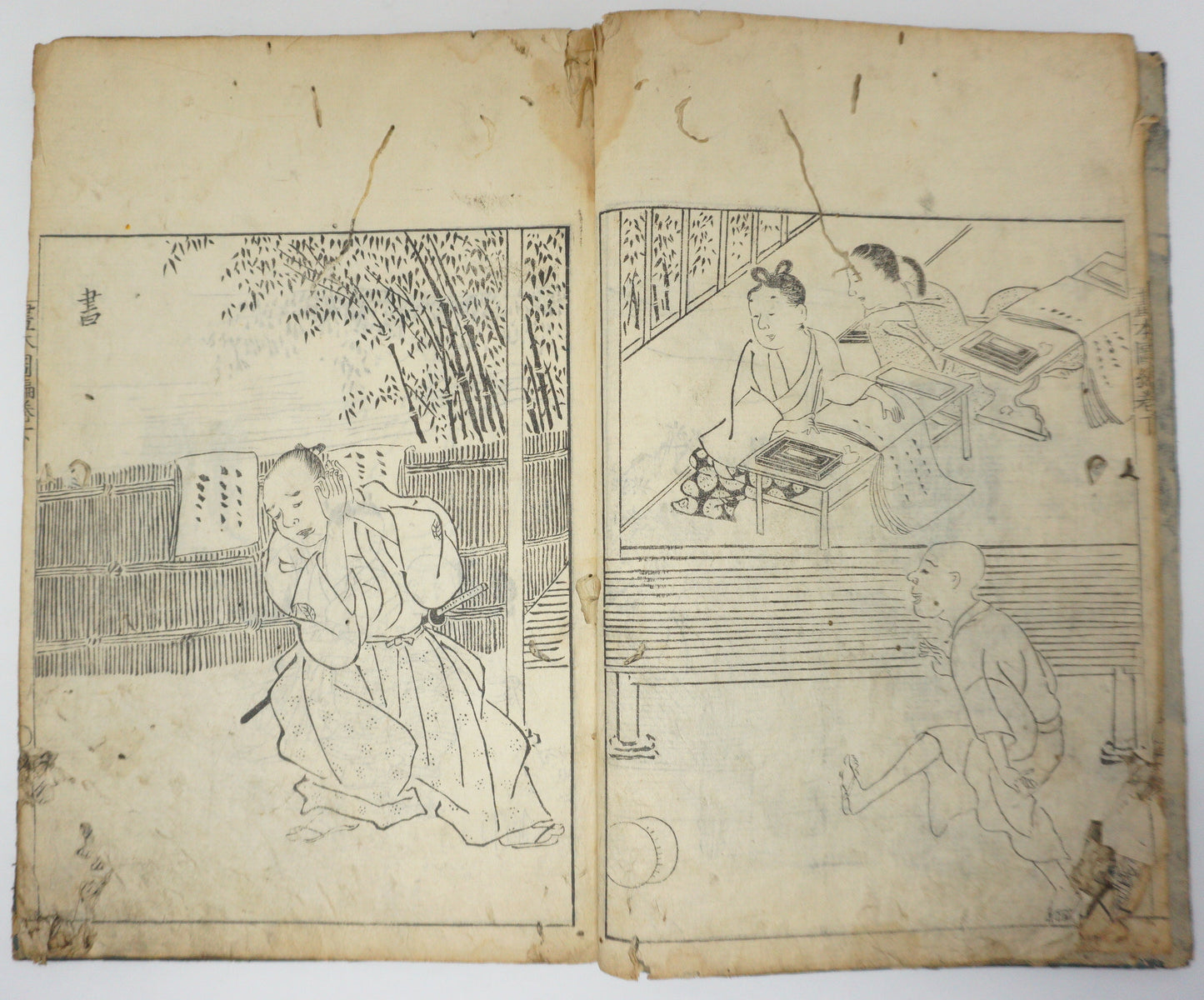 Antique Illustrated Book Set with 60 detailed Images Meiji Era Original by Ichicho Ei 0822D23