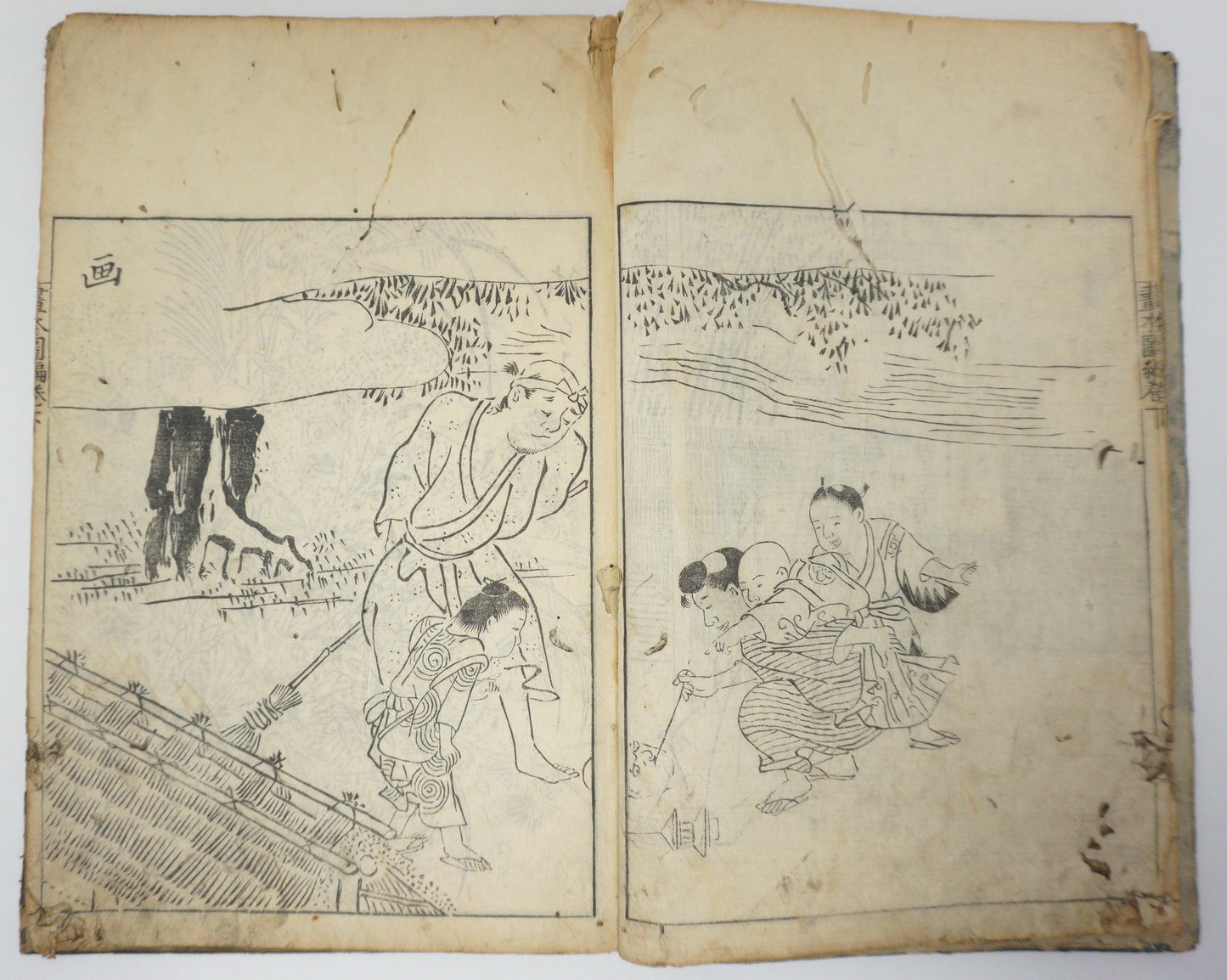 Antique Illustrated Book Set with 60 detailed Images Meiji Era Original by Ichicho Ei 0822D23