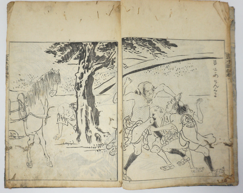 Antique Illustrated Book Set with 60 detailed Images Meiji Era Original by Ichicho Ei 0822D23