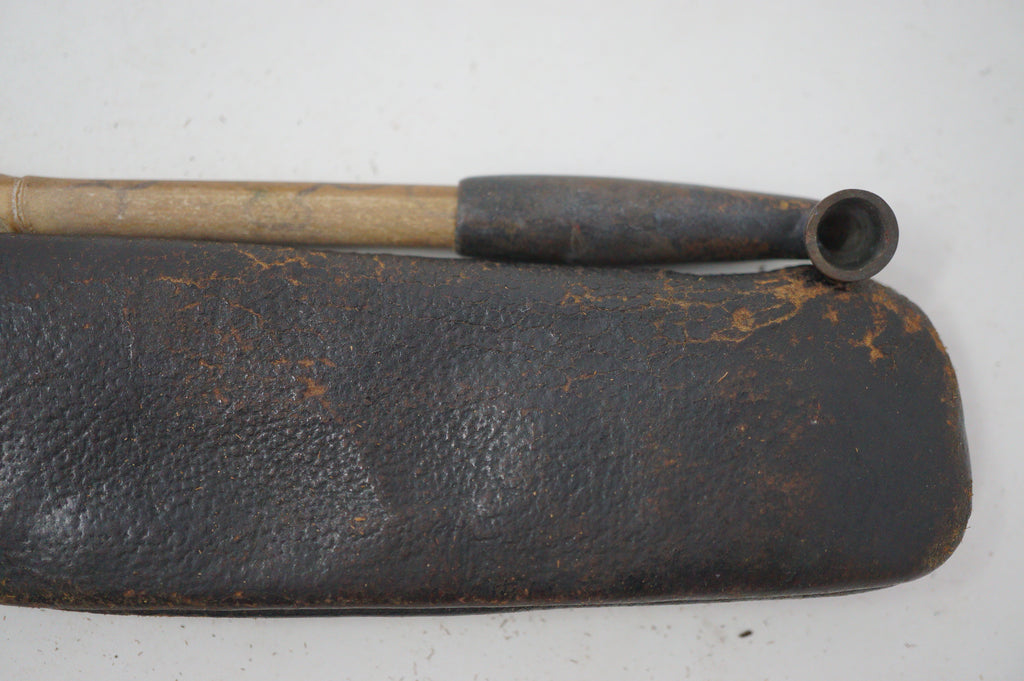 Japanese Antique Tobacco Ire Set "Karpfen" with Leather Pouch Set & Pipe fron Japan 0712D27