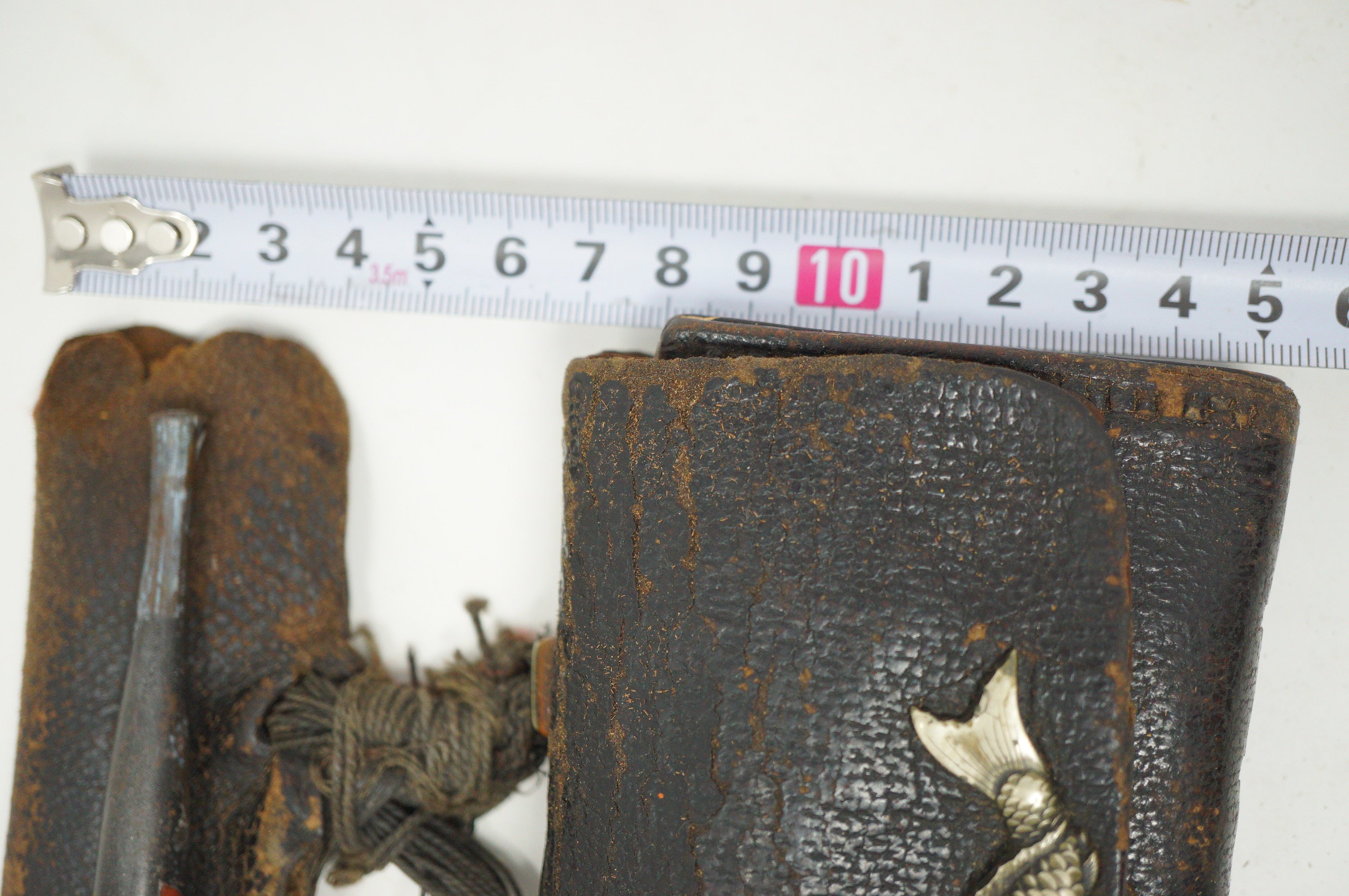 Japanese Antique Tobacco Ire Set "Karpfen" with Leather Pouch Set & Pipe fron Japan 0712D27