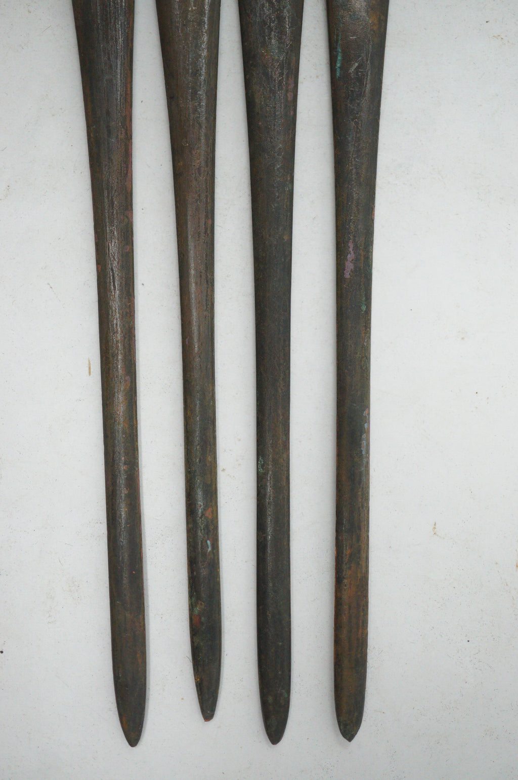 Antique Edo Period Copper Alloy Kōgai Set (4 Pcs) – Sword Fittings with Relief Motifs 0727G26