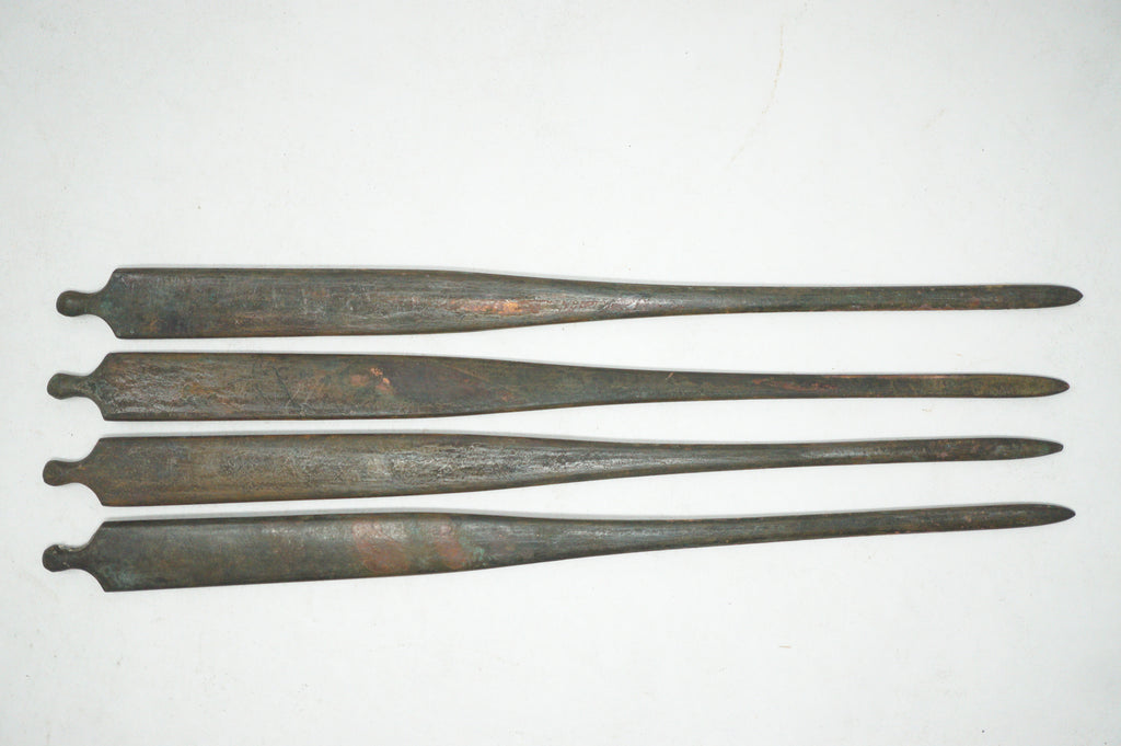 Antique Edo Period Copper Alloy Kōgai Set (4 Pcs) – Sword Fittings with Relief Motifs 0727G26