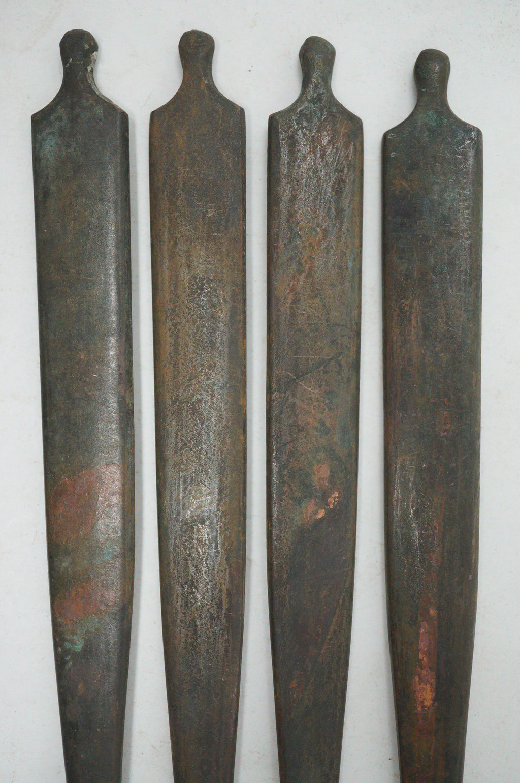 Antique Edo Period Copper Alloy Kōgai Set (4 Pcs) – Sword Fittings with Relief Motifs 0727G26