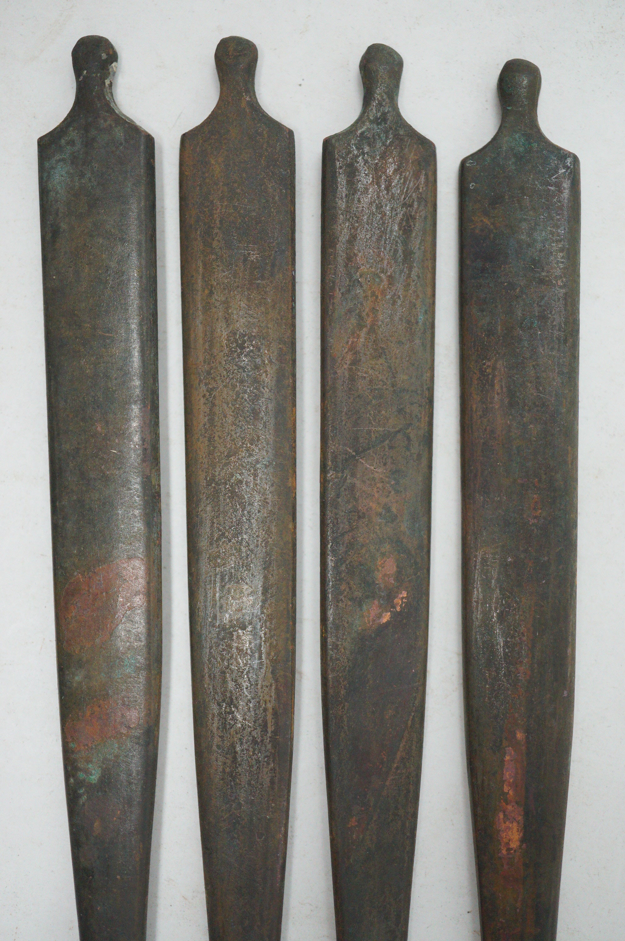 Antique Edo Period Copper Alloy Kōgai Set (4 Pcs) – Sword Fittings with Relief Motifs 0727G26