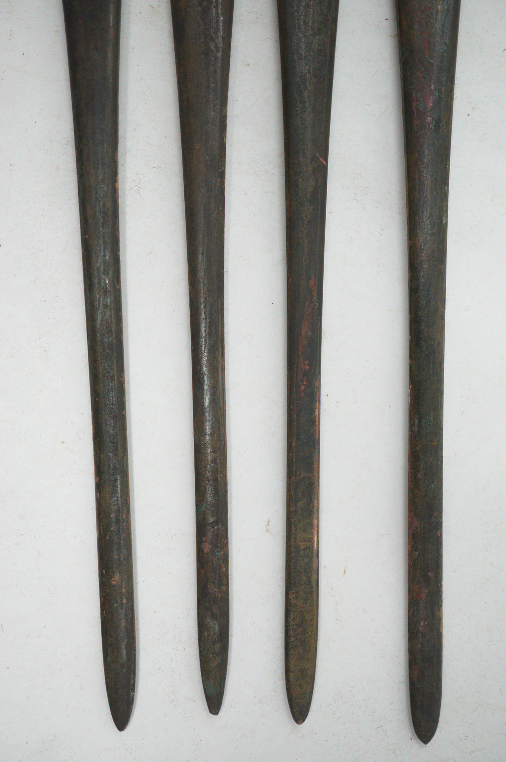 Antique Edo Period Copper Alloy Kōgai Set (4 Pcs) – Sword Fittings with Relief Motifs 0727G26
