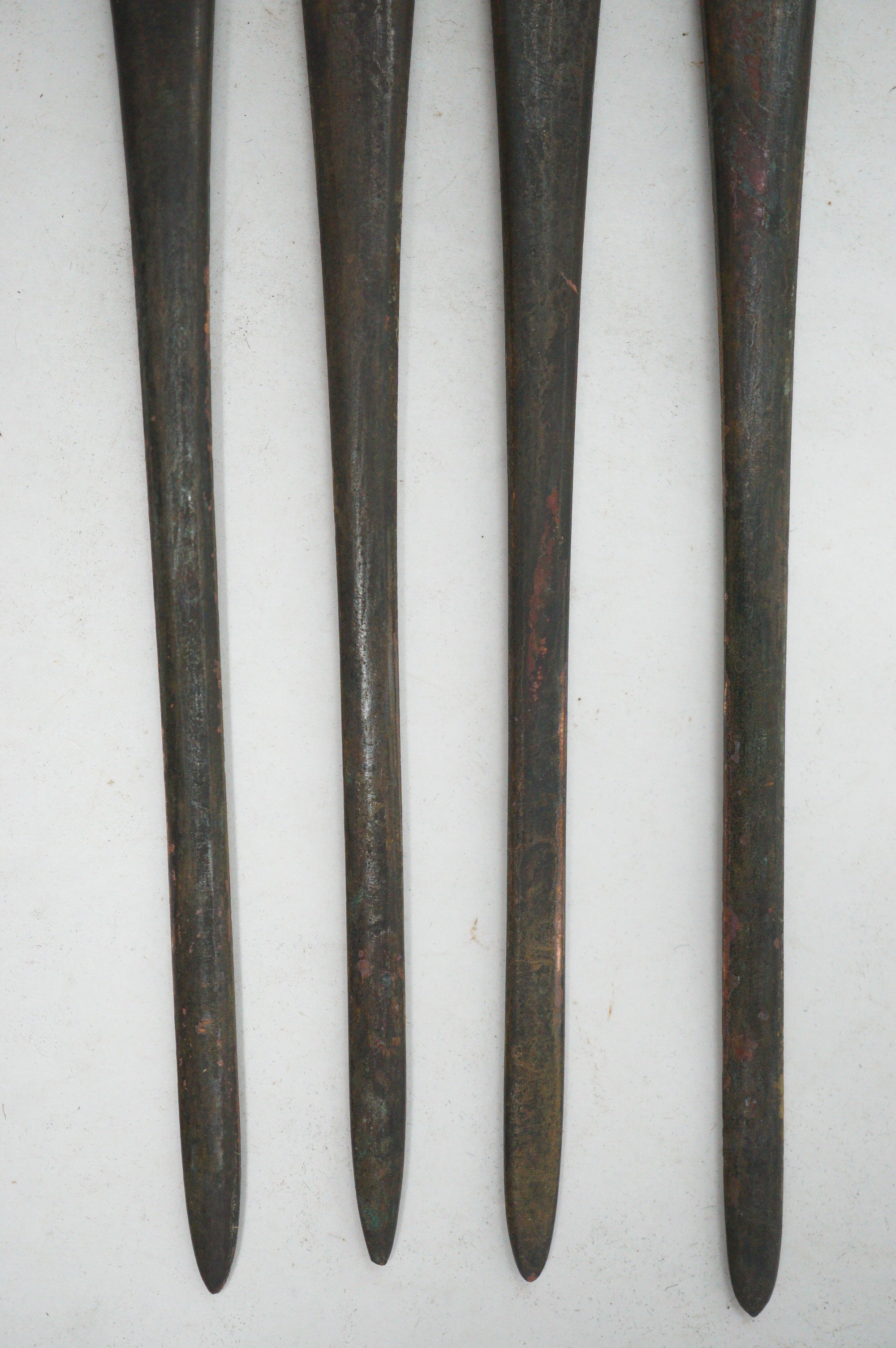 Antique Edo Period Copper Alloy Kōgai Set (4 Pcs) – Sword Fittings with Relief Motifs 0727G26