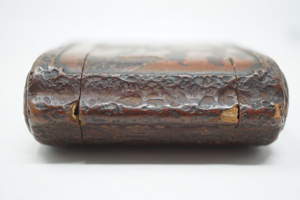 Japanische Inro-Box aus Holz, antikes Original mit einzigartigem Drachendesign und 2 Kammern 0618F27