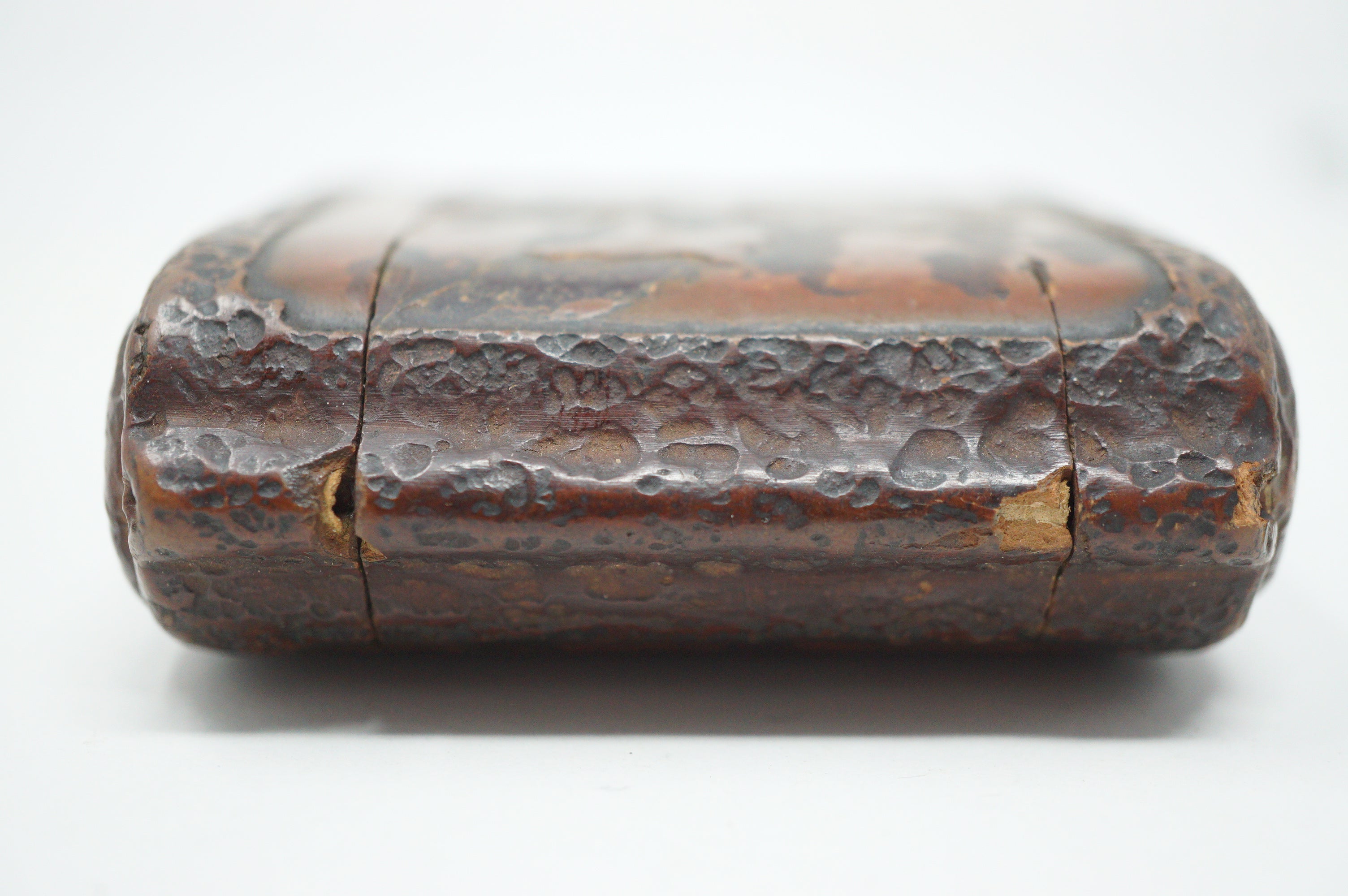 Japanische Inro-Box aus Holz, antikes Original mit einzigartigem Drachendesign und 2 Kammern 0618F27