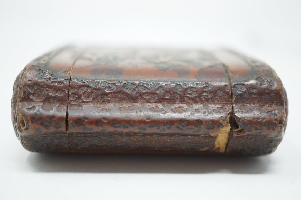 Japanische Inro-Box aus Holz, antikes Original mit einzigartigem Drachendesign und 2 Kammern 0618F27