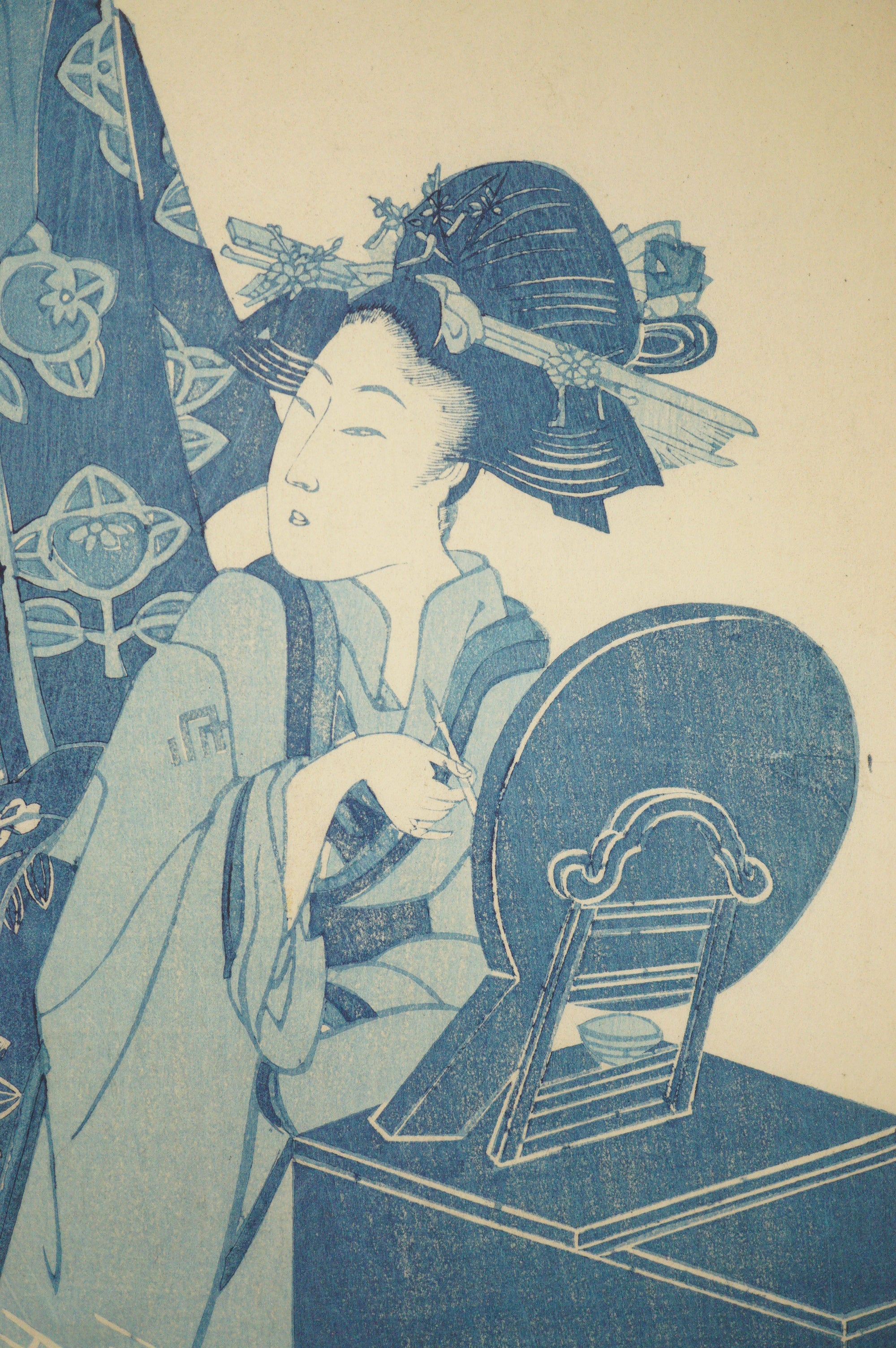 Japanese Quality Woodblock Reprint -Two Women by a Makeup Stand- by Hosoda Eishi 0822E29