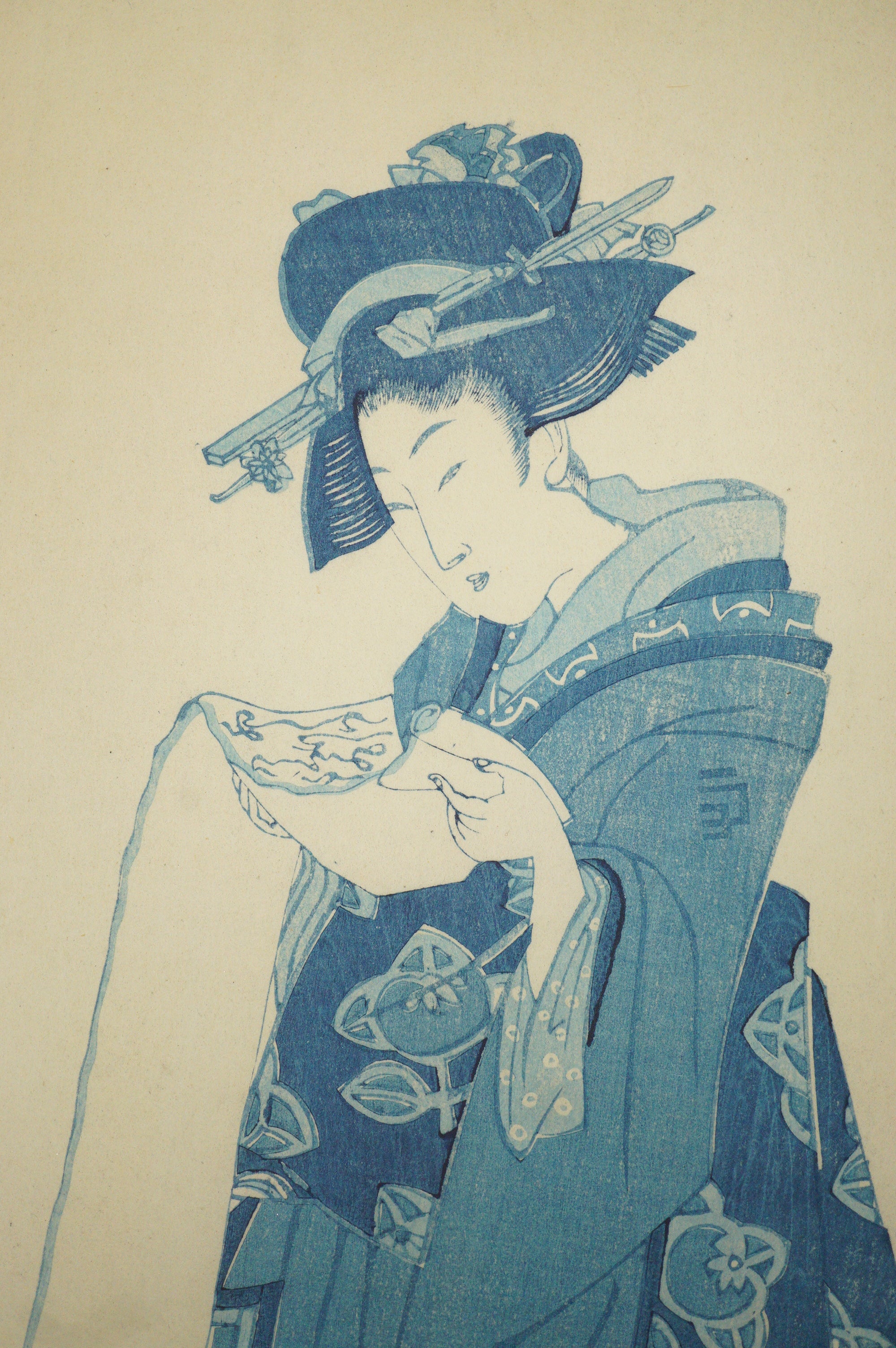 Japanese Quality Woodblock Reprint -Two Women by a Makeup Stand- by Hosoda Eishi 0822E29