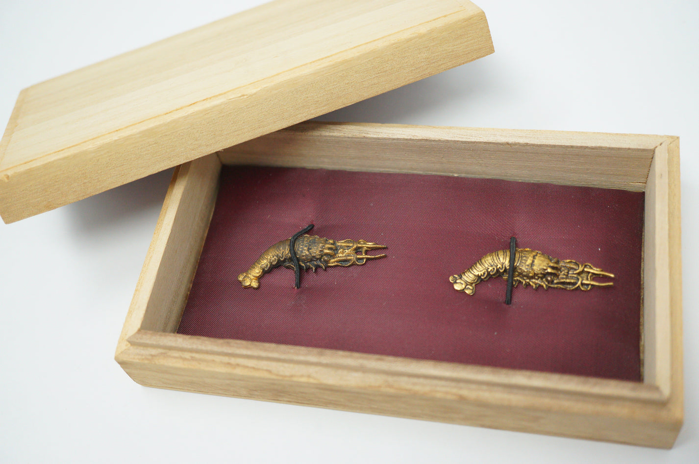 Japanese Menuki Sword Ornament Set Lobster Design in Box from Japan 08 ...