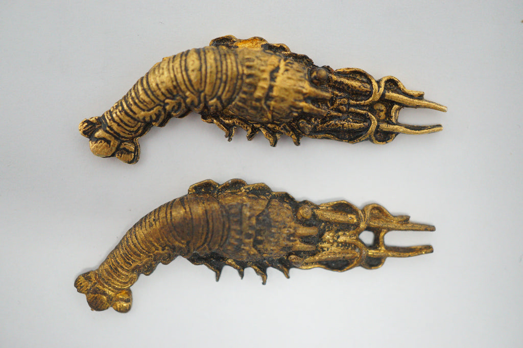 Japanisches Menuki-Schwert-Ornament-Set im Hummer-Design in Box aus Japan 0803D2