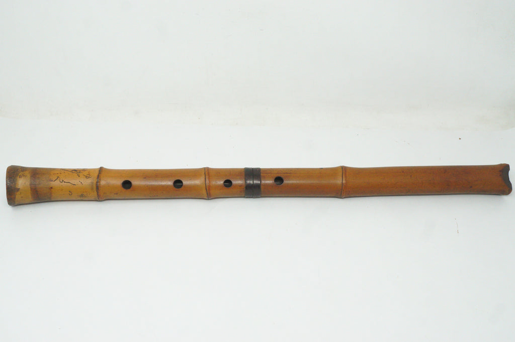Japanese Antique Shakuhachi Bamboo Flute with Poem Inscription Meiji-Taisho 0921G2