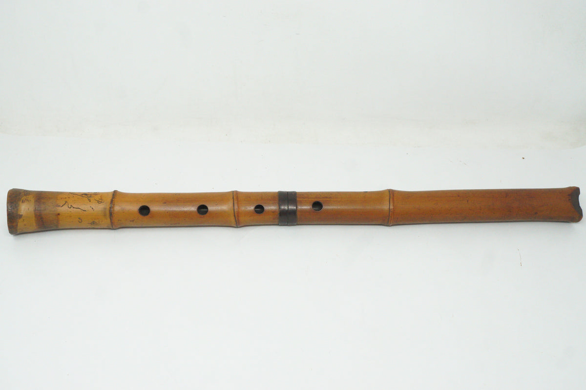 Japanese Antique Shakuhachi Bamboo Flute with Poem Inscription Meiji-Taisho 0921G2
